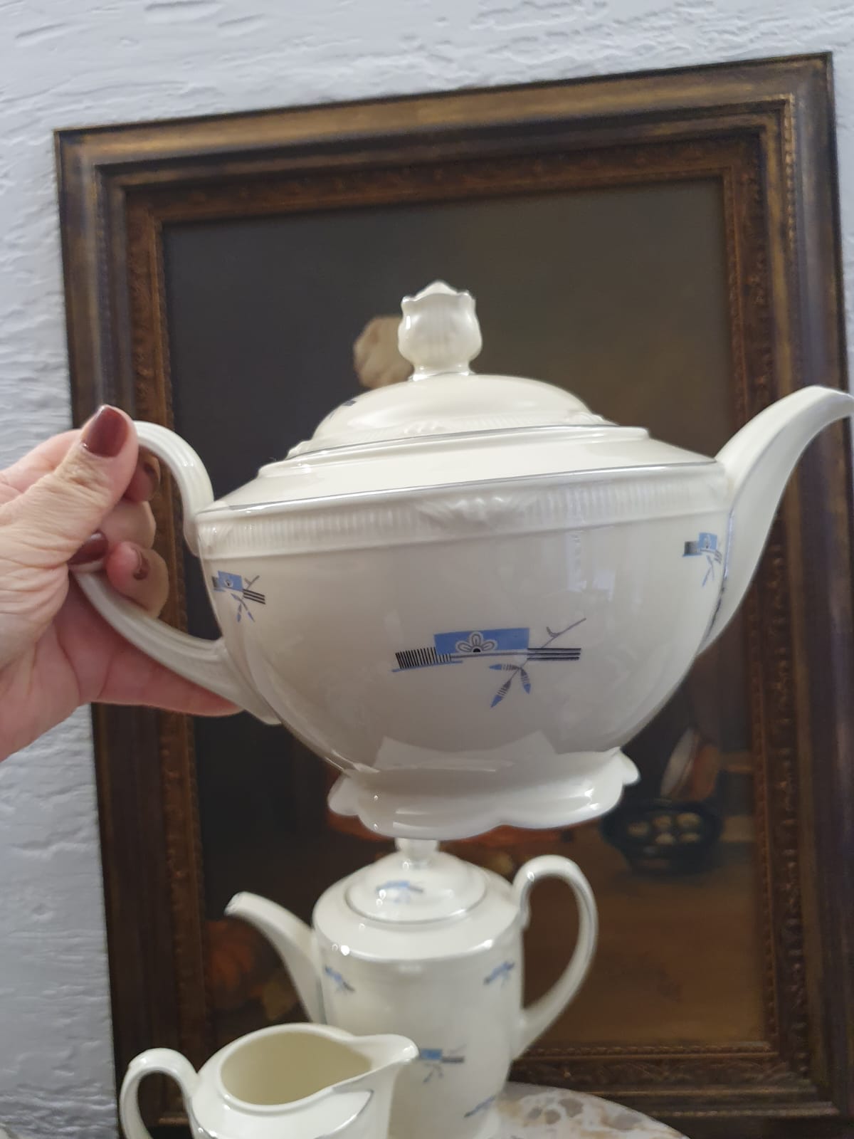 Conjunto de serviço para chá e café 4 peças  peças em porcelana antiga alemã Zeh Scherzer, edição comemorativa dos 50 anos da manufatura (1930) - 50o Jahre. Estilo Art Decó, altíssima qualidade,  tanto que está como novo 100 anos depois.