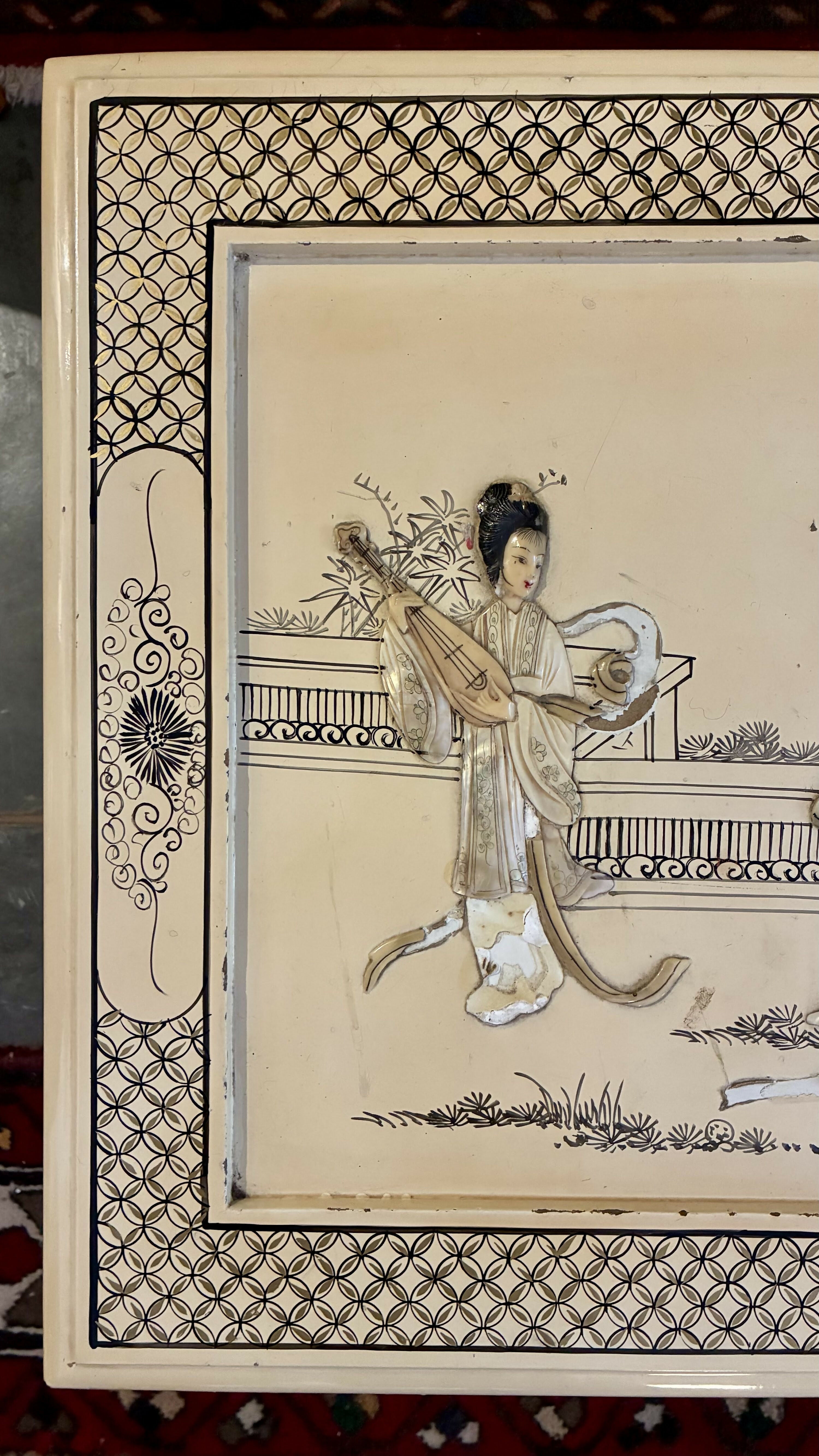 Mesa de Centro Retangular Chinoiserie Laqueada