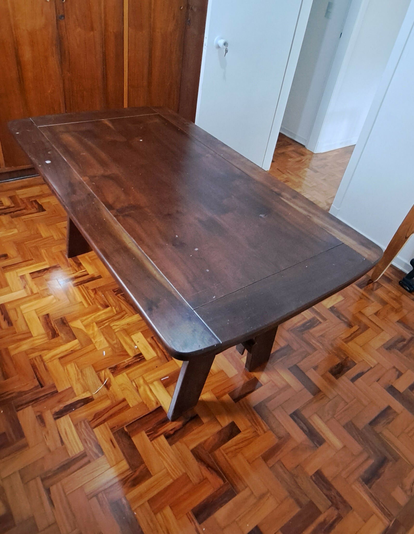 Mesa rústica madeira maciça + 2 cadeiras