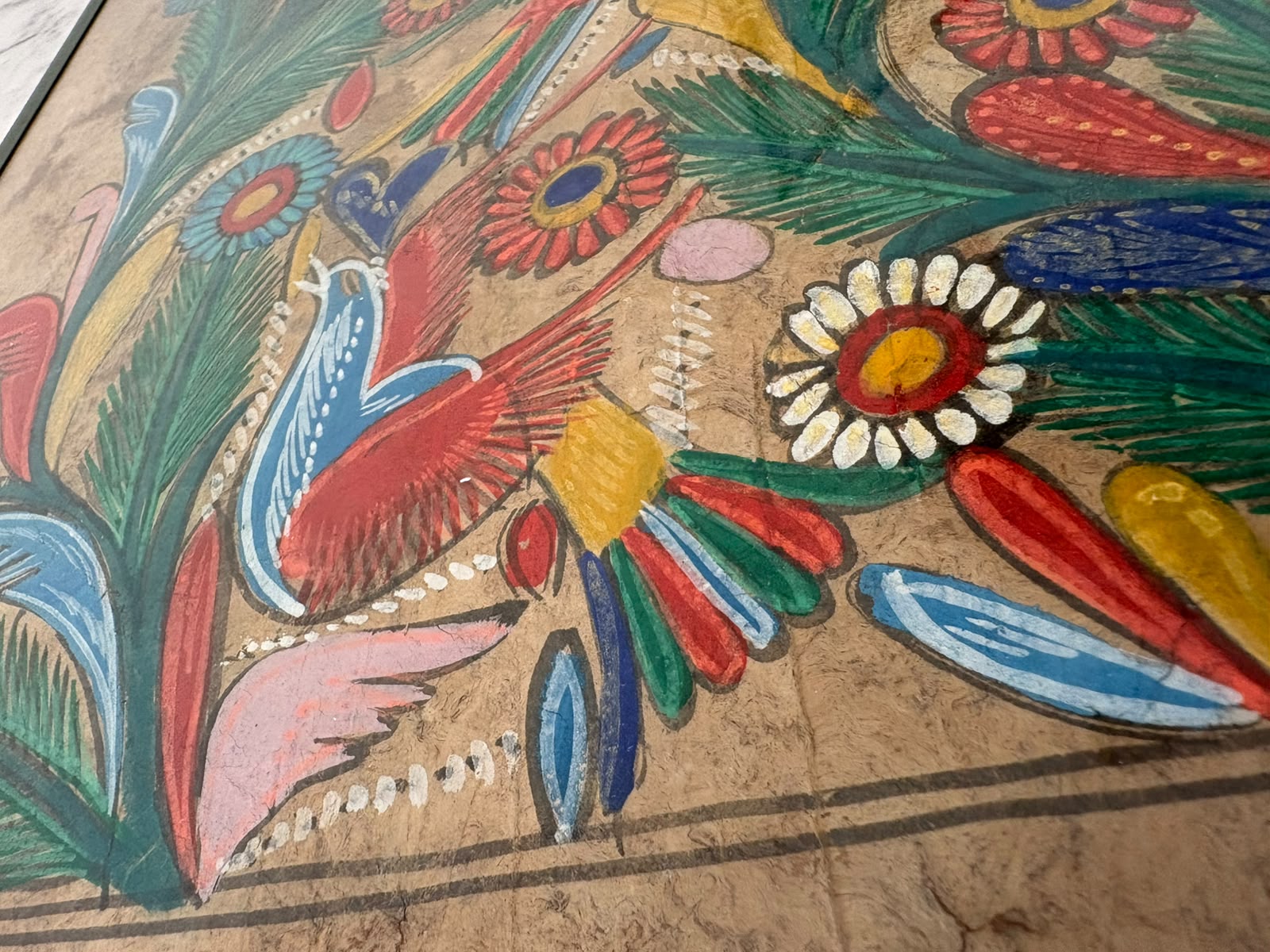 Quadro pintado à mão com pássaros e flores - Quadro "Alas"