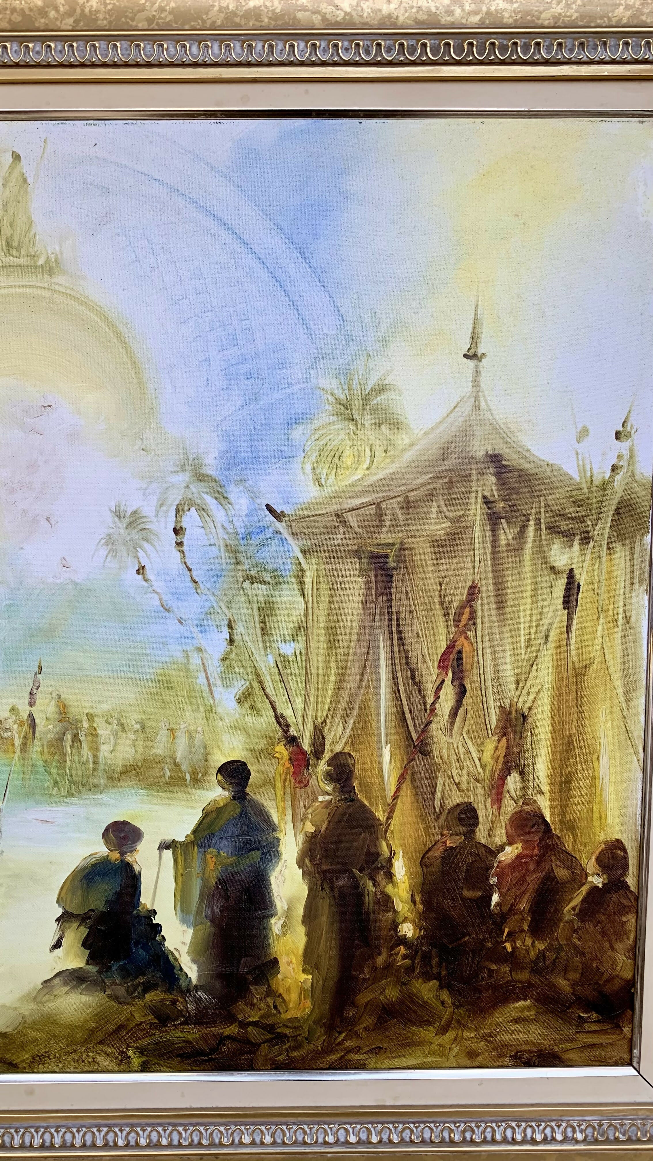 Quadro Óleo sobre tela Antigo – Cena Histórica Cerimonial