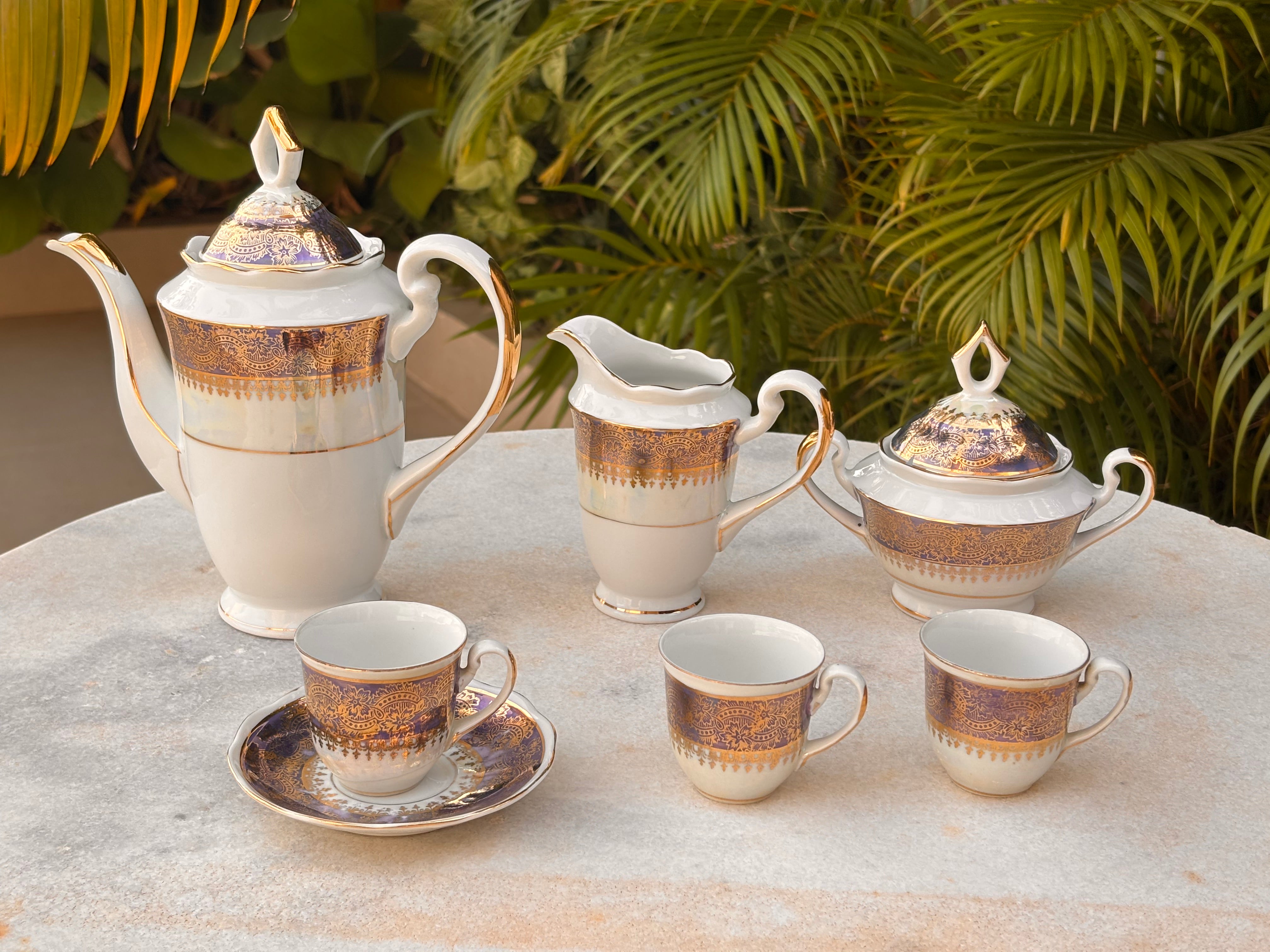 Jogo De Café Antigo Porcelana Steatita Década 60