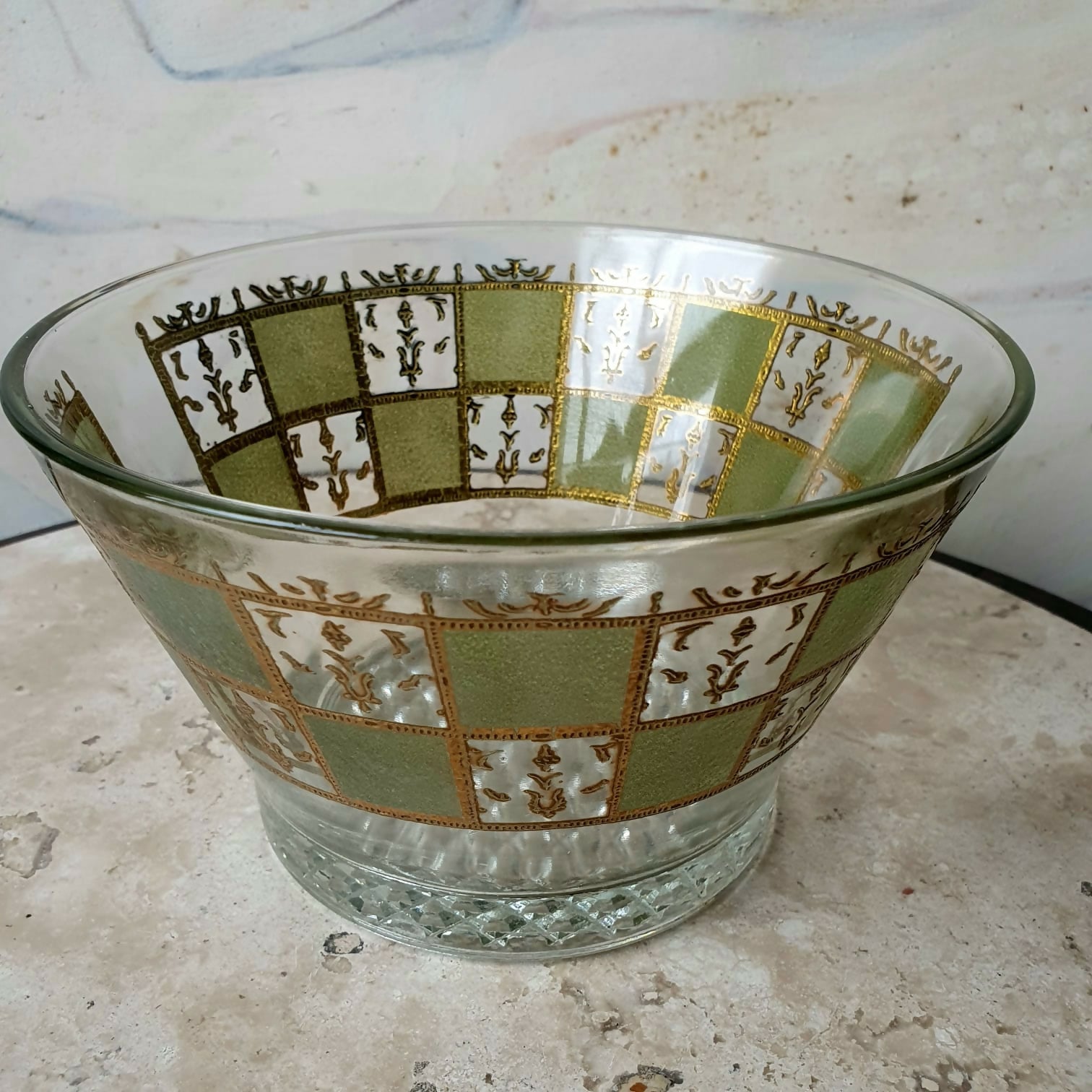 Balde de gelo da linha Prado da Culver Glassware, revestido em ouro 22k, anos 50-60.