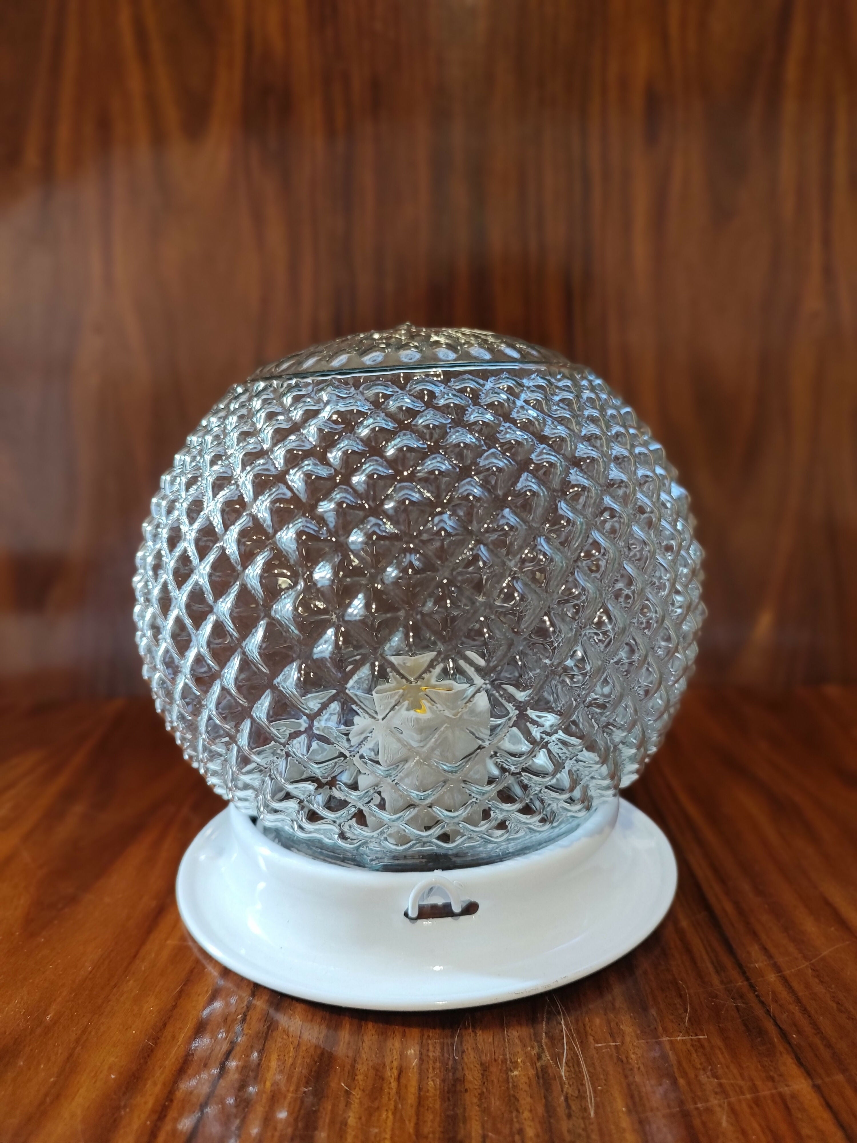 Antiga Cúpula / Lustre / Luminária Bola em vidro texturizado com bocal e plafon novos (valor unitário)