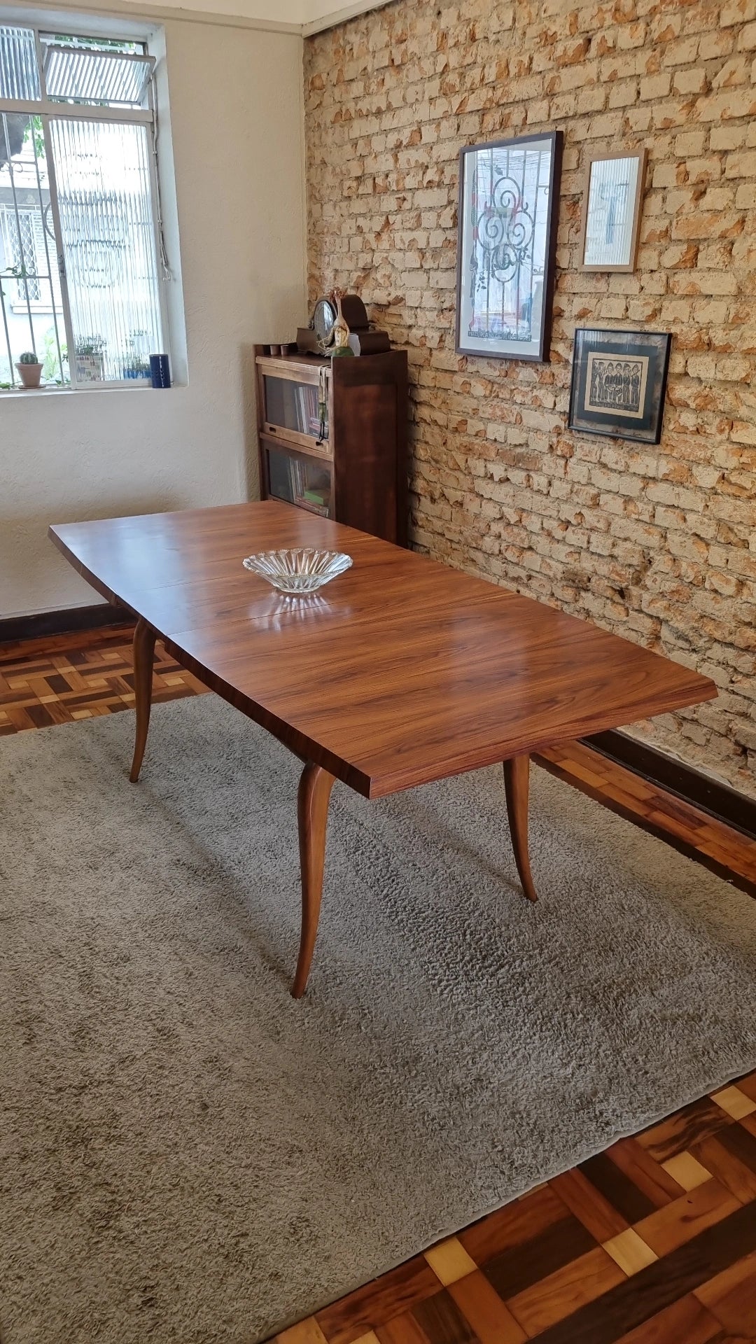 Mesa de jantar Retangular Extensível em Pau Ferro e Peroba - restaurada 