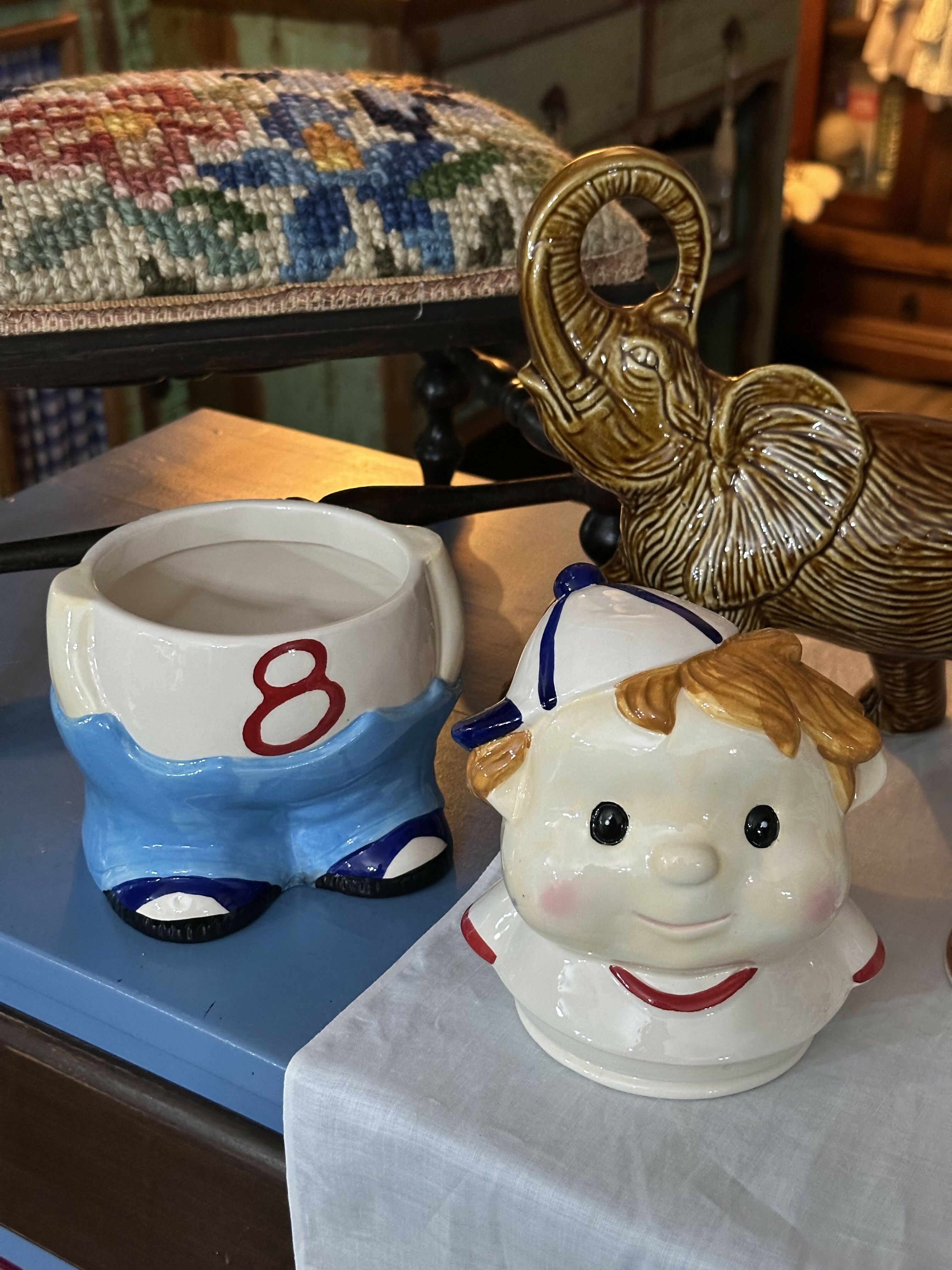 Vintage - Biscoiteira / pote vintage conhecido como "Baseball Boy Cookie Jar" importada