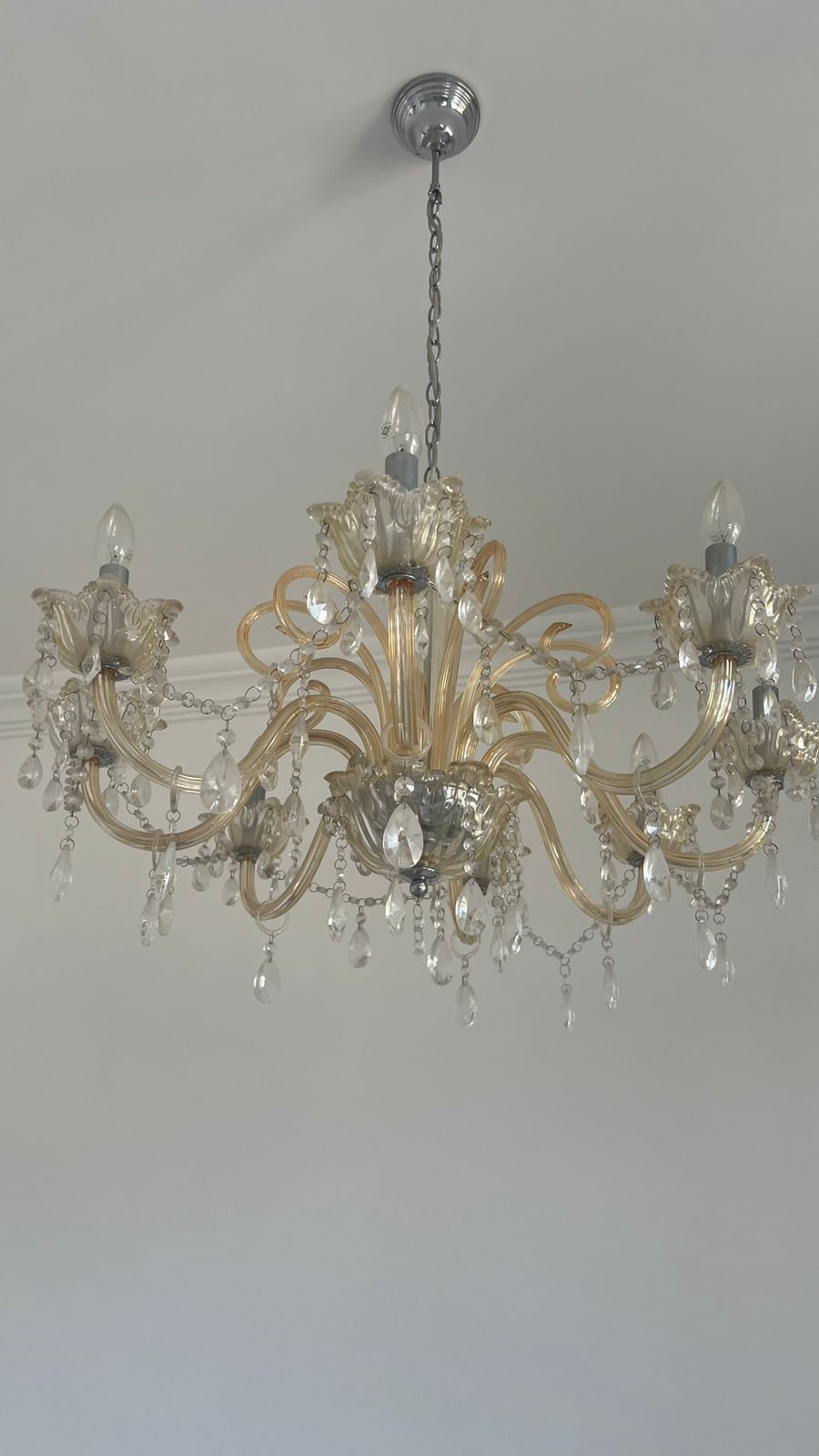 Lustre Cristal Candelabros Rosé 8 braços