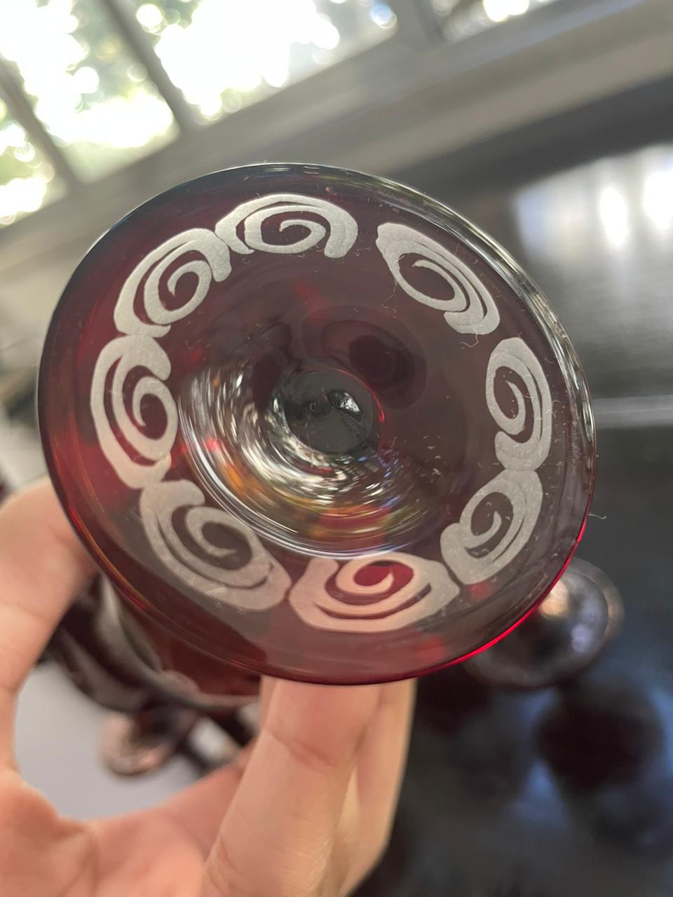 6 taças em cristal rubi lapidado