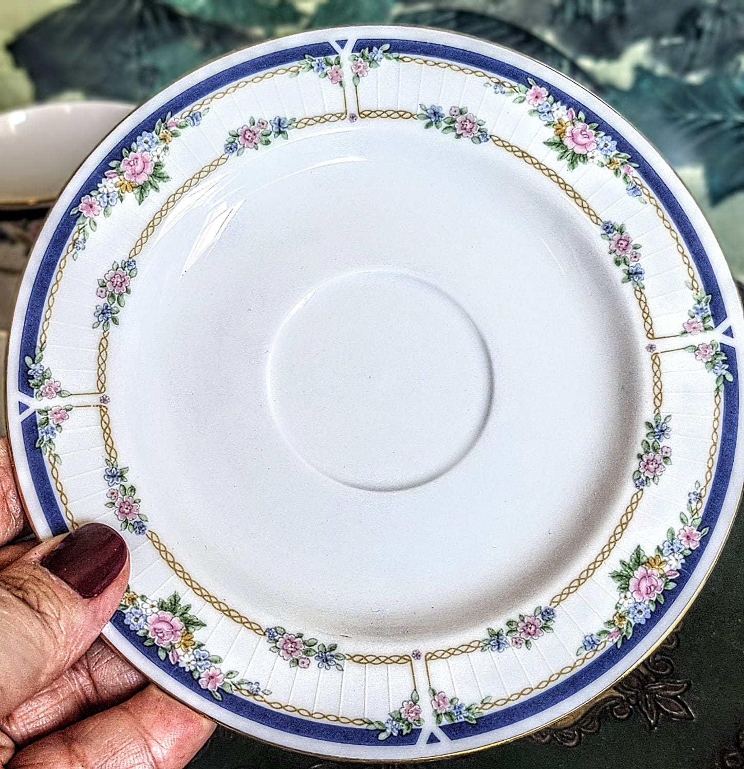 Conjunto de 8 xícaras de chá em porcelana vintage alemã, anos 90, R&amp;B. Linha Flirt, modelo Patrícia.