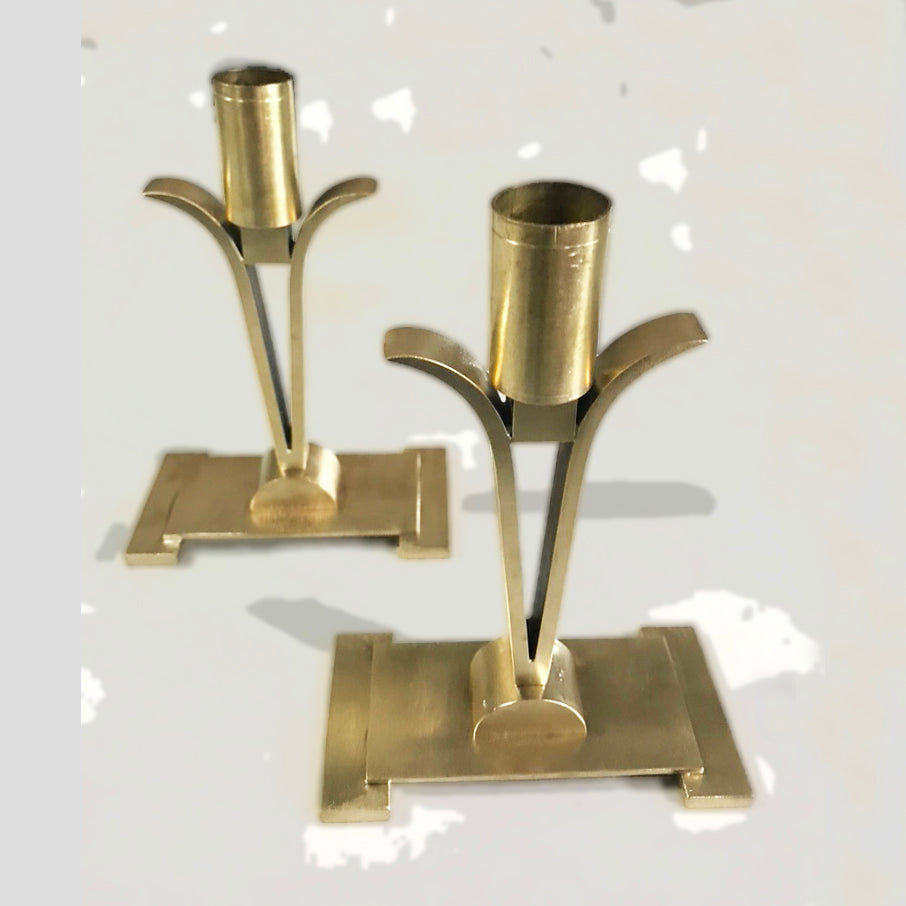 Castiçal antigo - Art Déco em latão dourado 