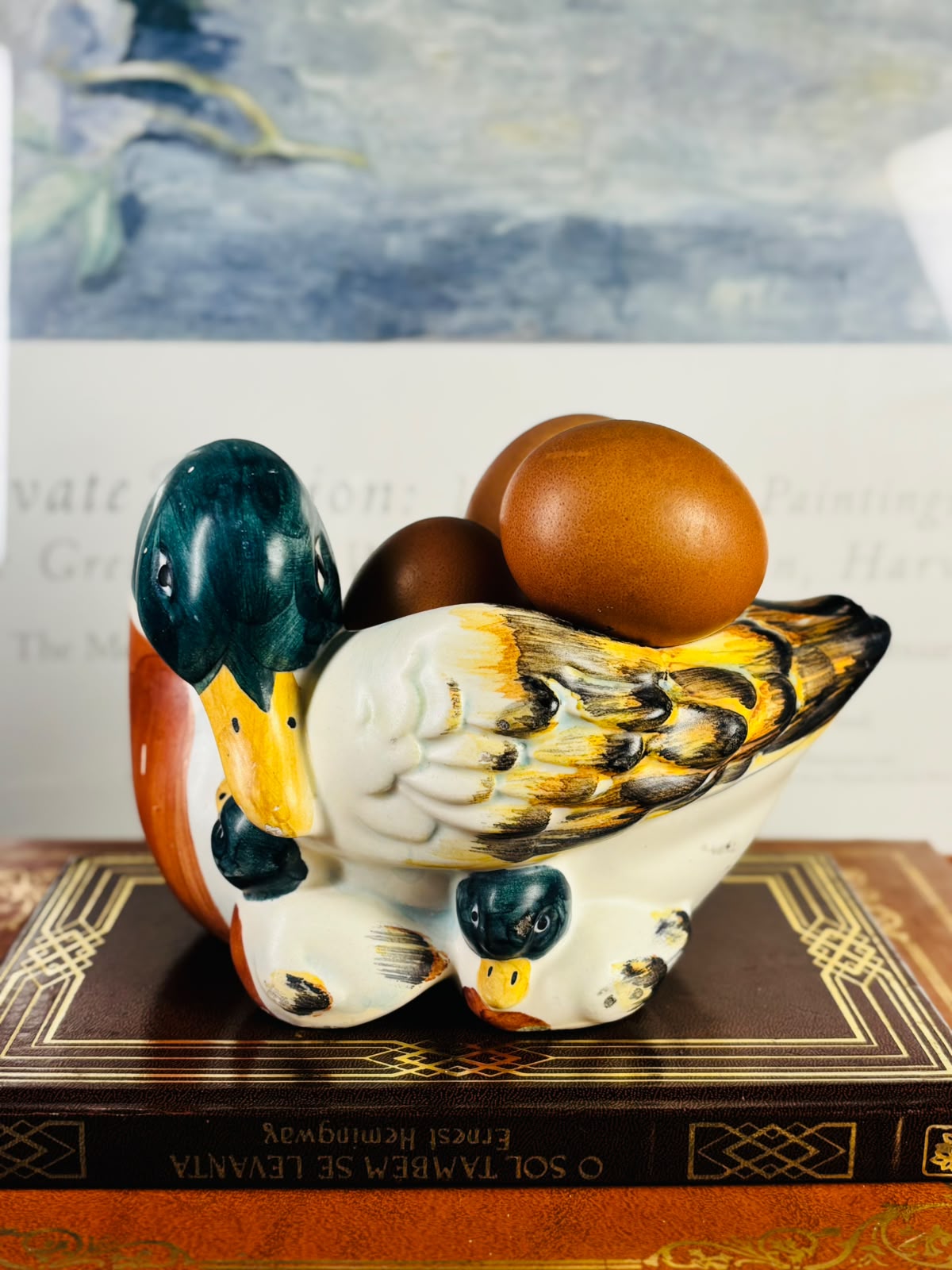 Porta-ovos / peça decorativa em cerâmica Weiss - Pata com patinhos 