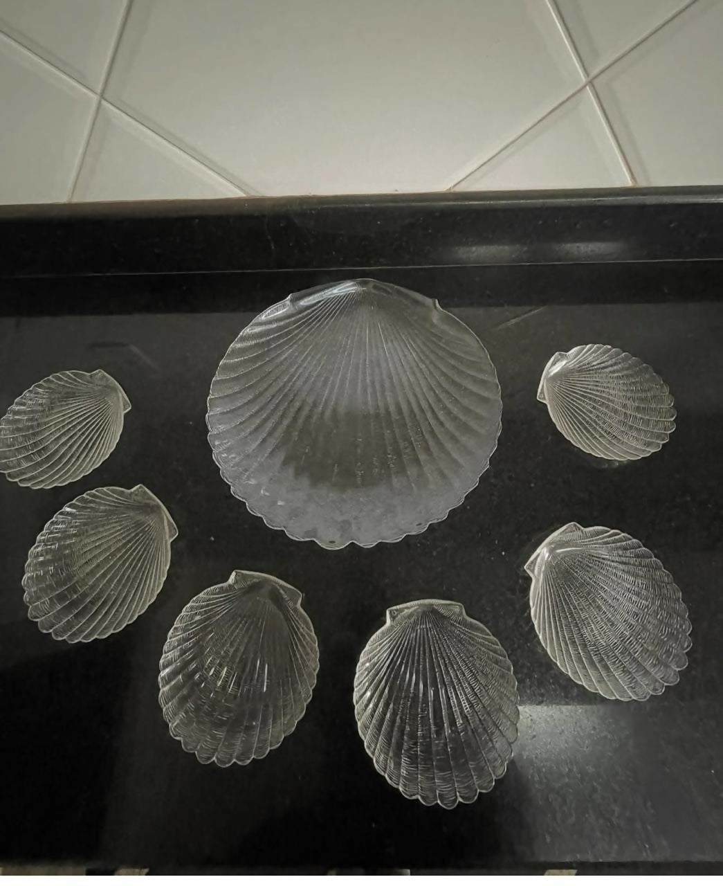 Conjunto para bolo Conchas e porta geleia em formato de conchas