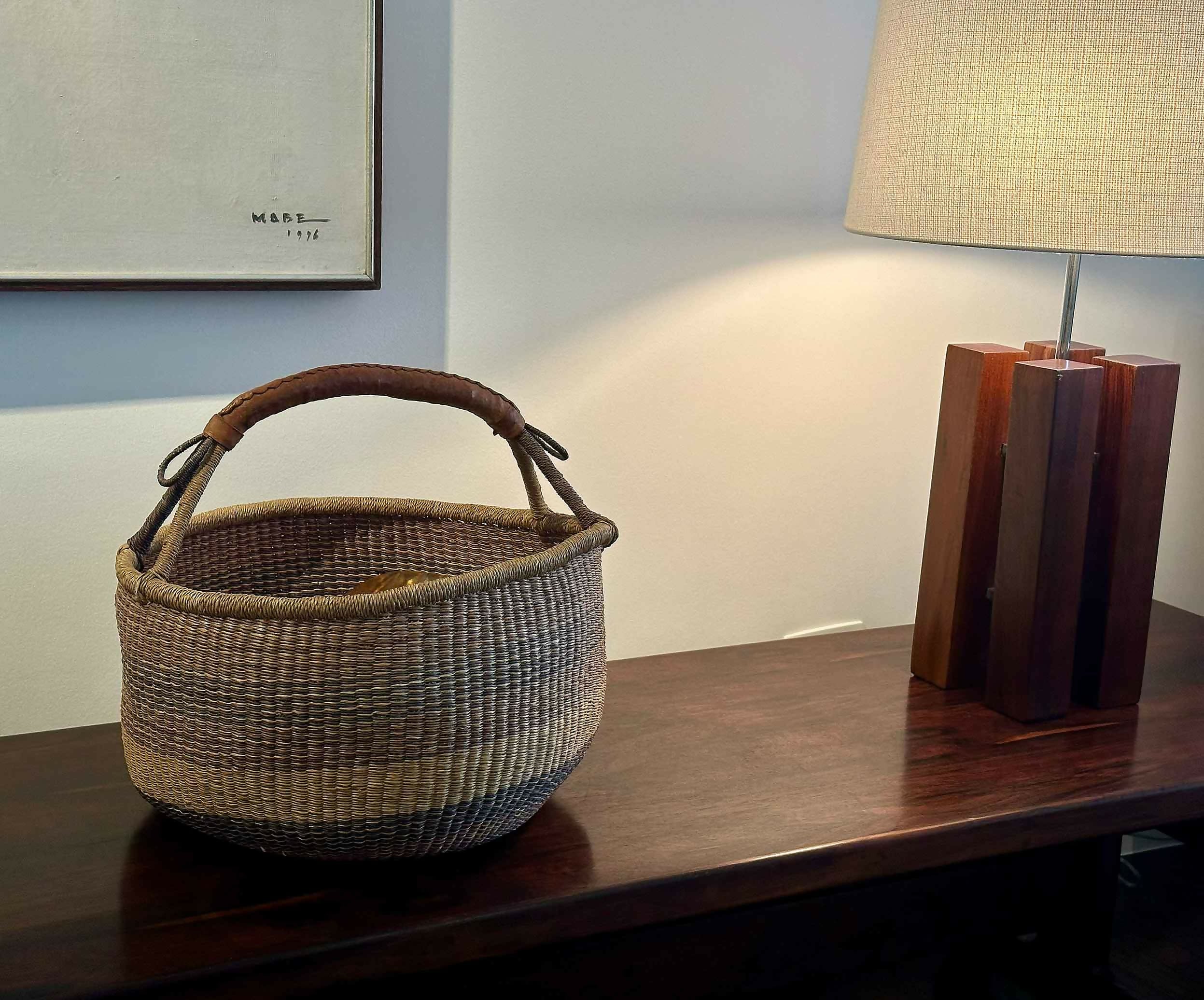 Cesto Balinês em Rattan com alça