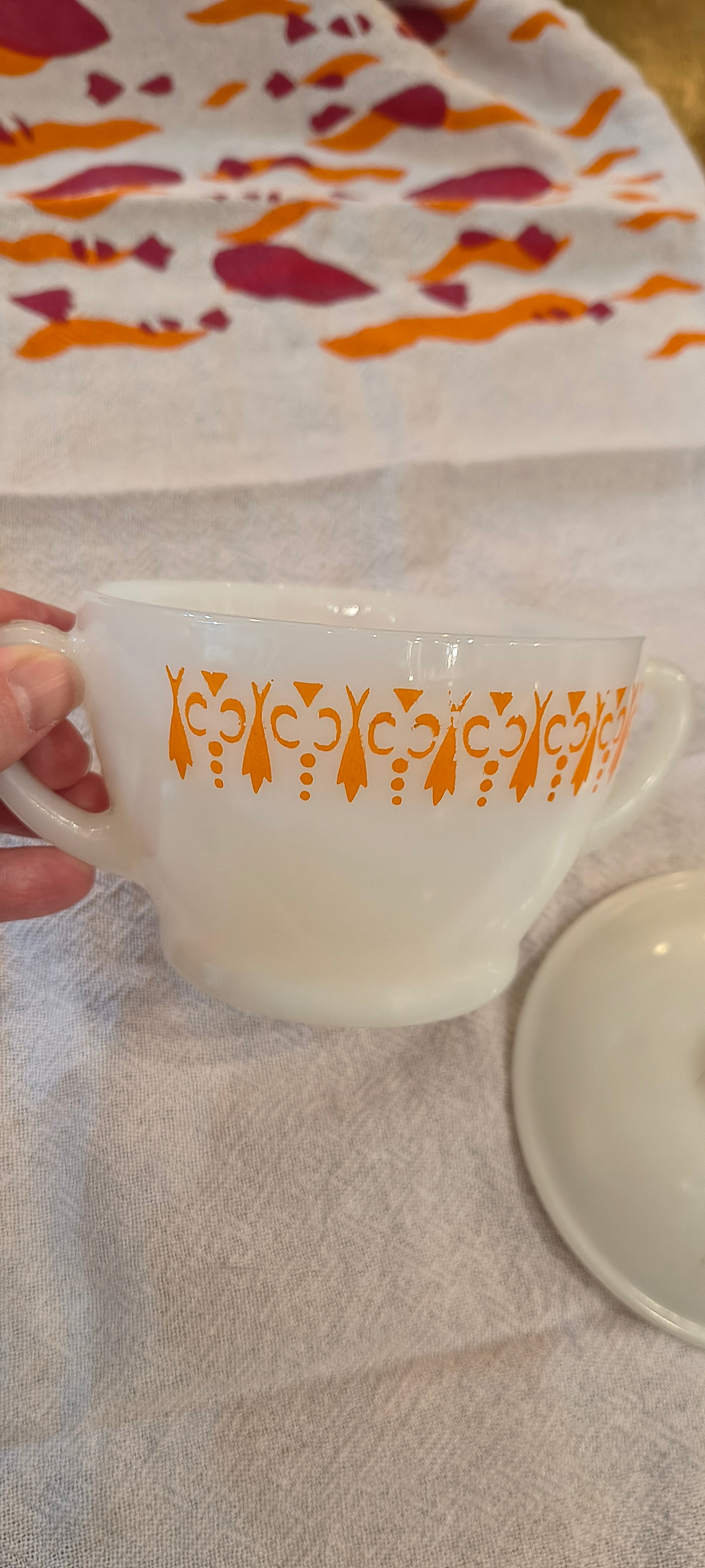 Açucareiro em opalina - Termorey gravatinha laranja 