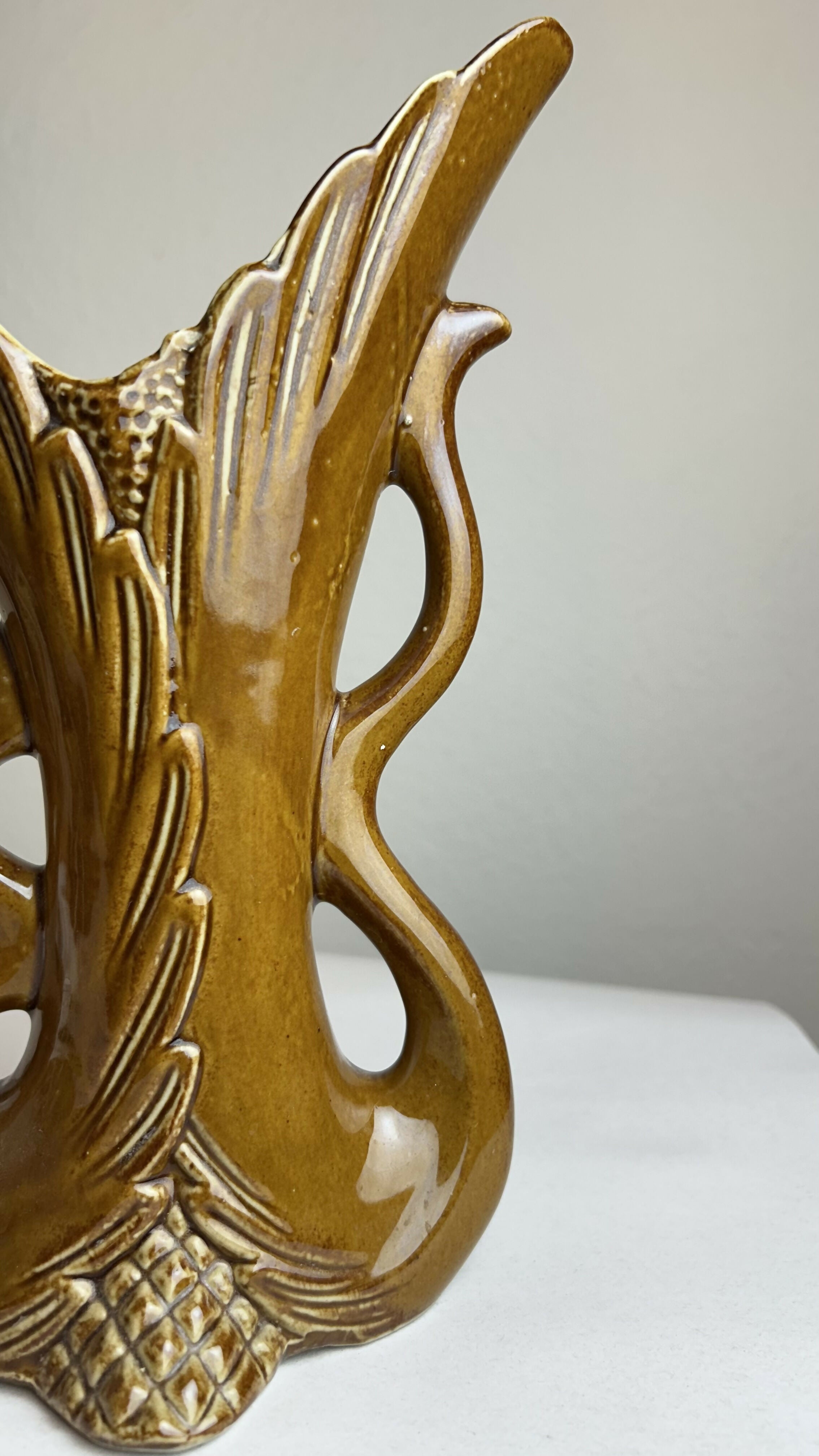 Vaso Escultural Vintage Anos 60/70 Cerâmica Âmbar