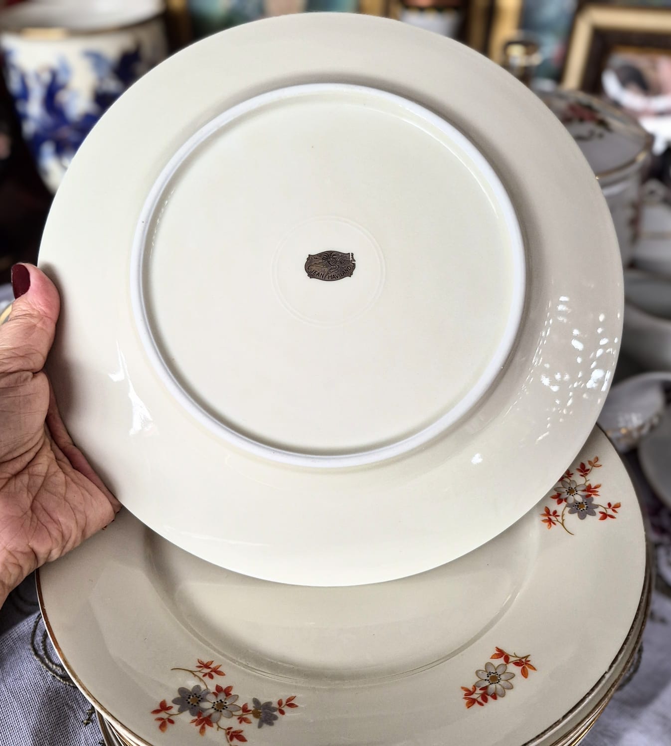 Conjunto de 24 pratos, raso e sobremesa,  em porcelana vintage fina Jean Haviland