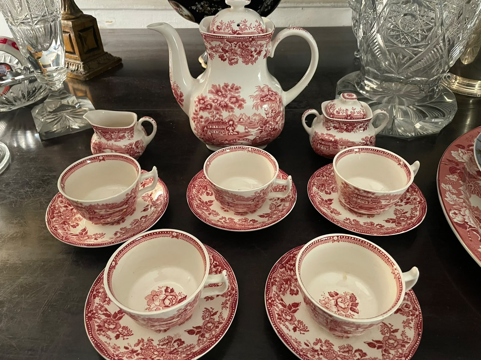 Conjunto de chá Alfred Meakin em vermelho 