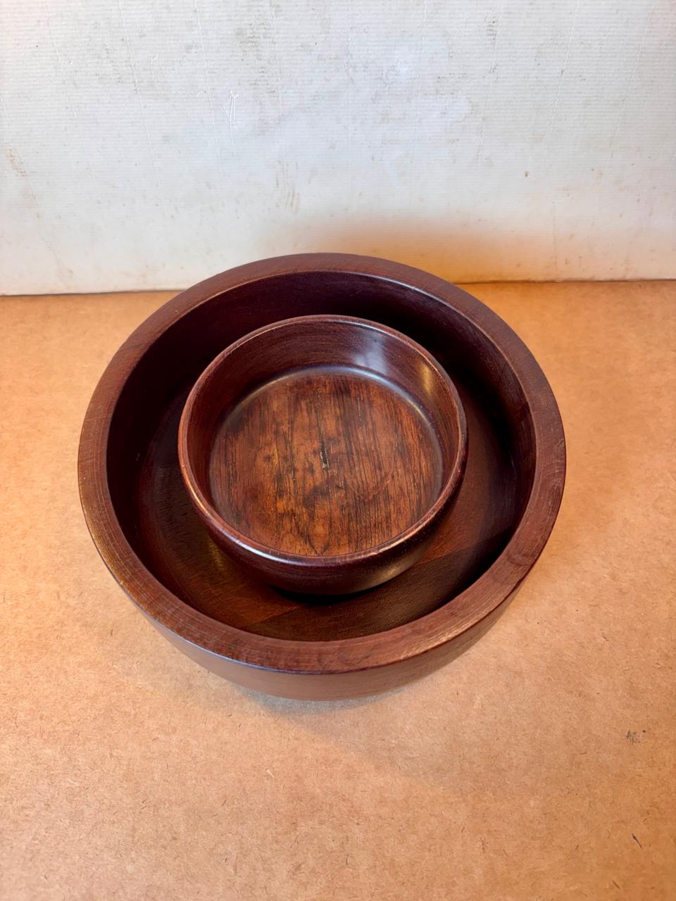 Dupla de bowls redondos em madeira torneada com bowl Tropic-Art (DMCPS_610 + DMCPS_611)