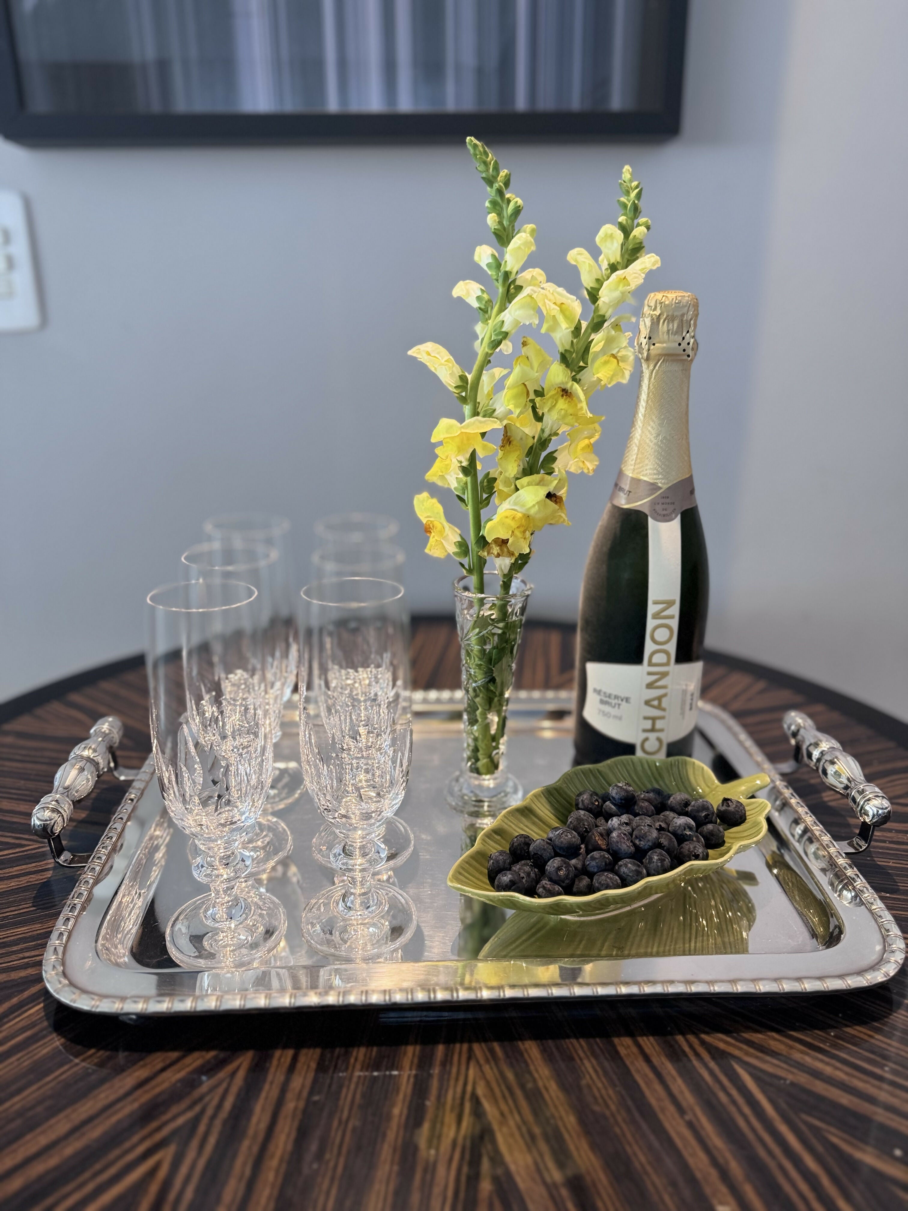 Bandeja retangular Wolff prata 90