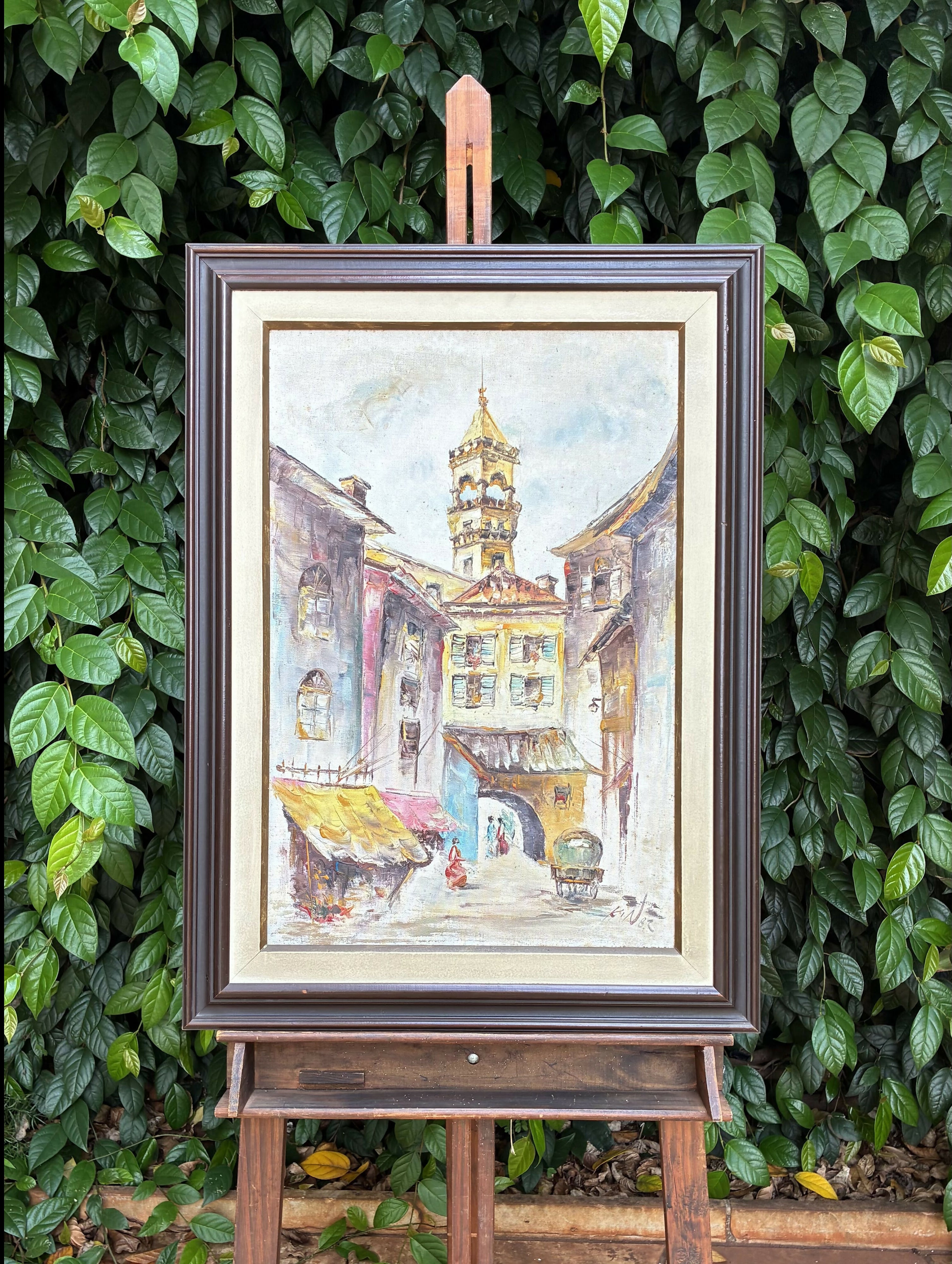 QUADRO ÓLEO SOBRE TELA de cena urbana europeia