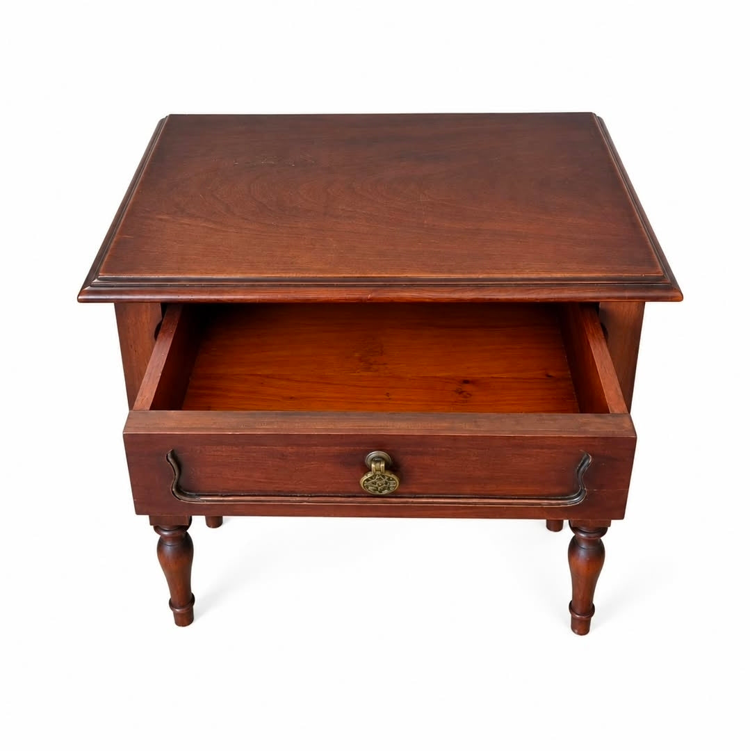 MESA DE CABECEIRA EM MADEIRA MACIÇA COM GAVETA 