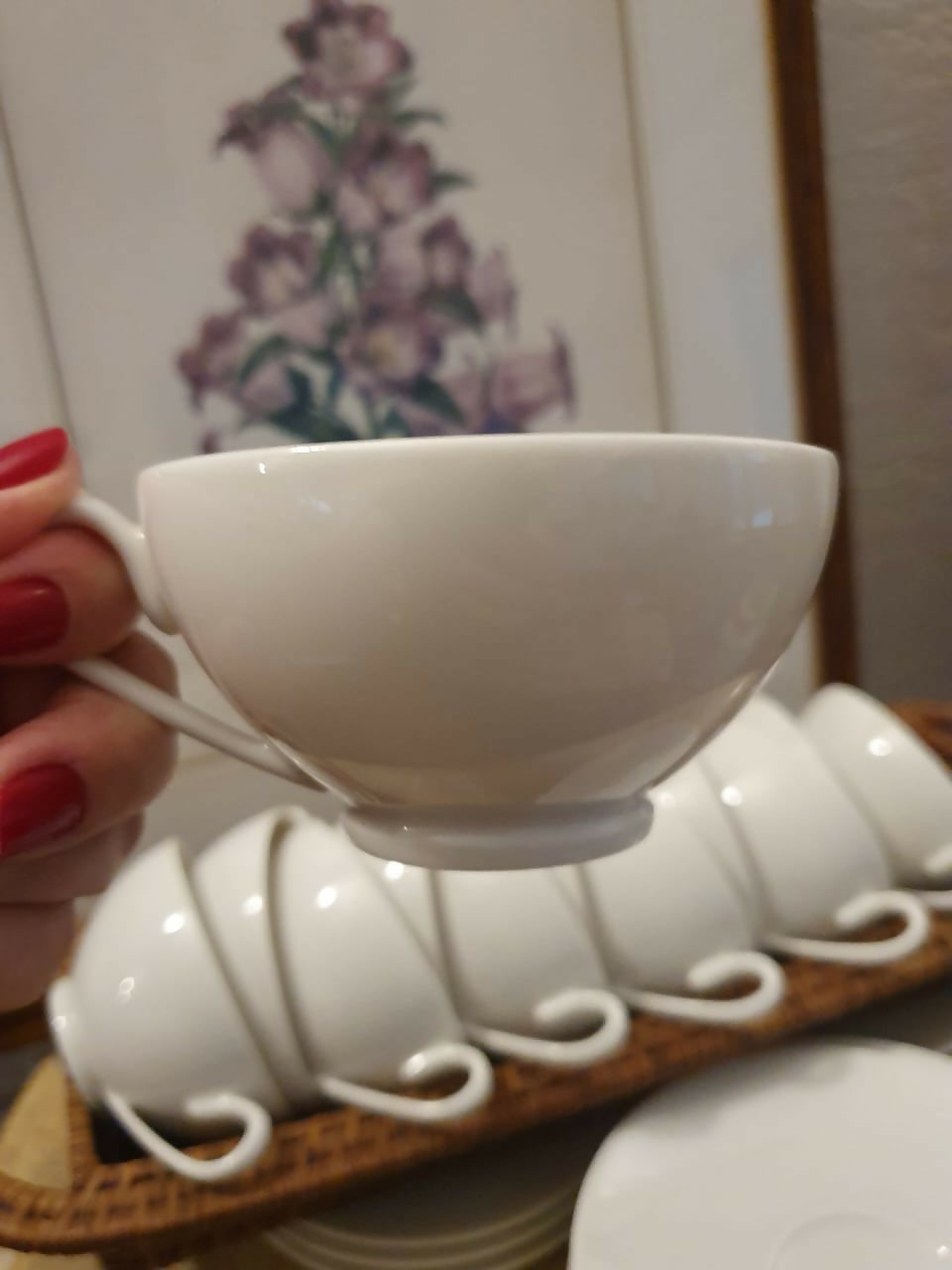 Conjunto de 12 xicaras em porcelana francesa Limoges, impecáveis! Coleção Birch Calvin Klein Swid Powell