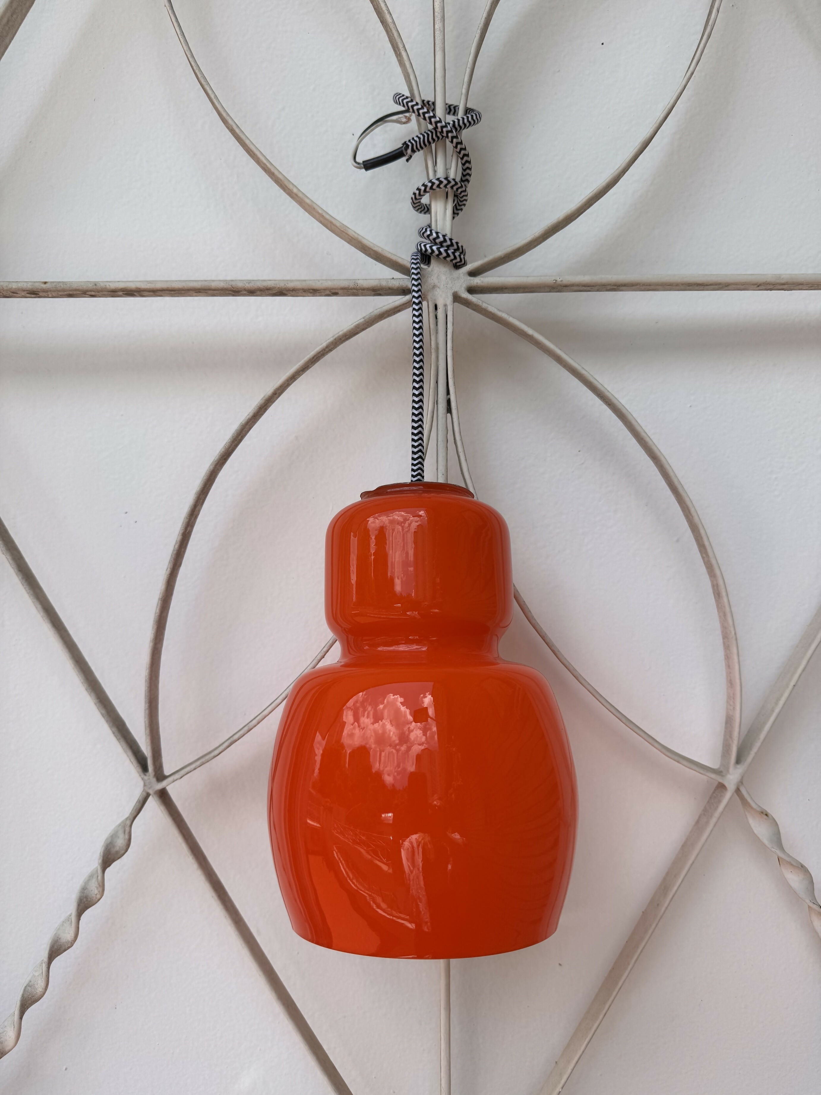 RARO Pendente Opalina Laranja Art Deco