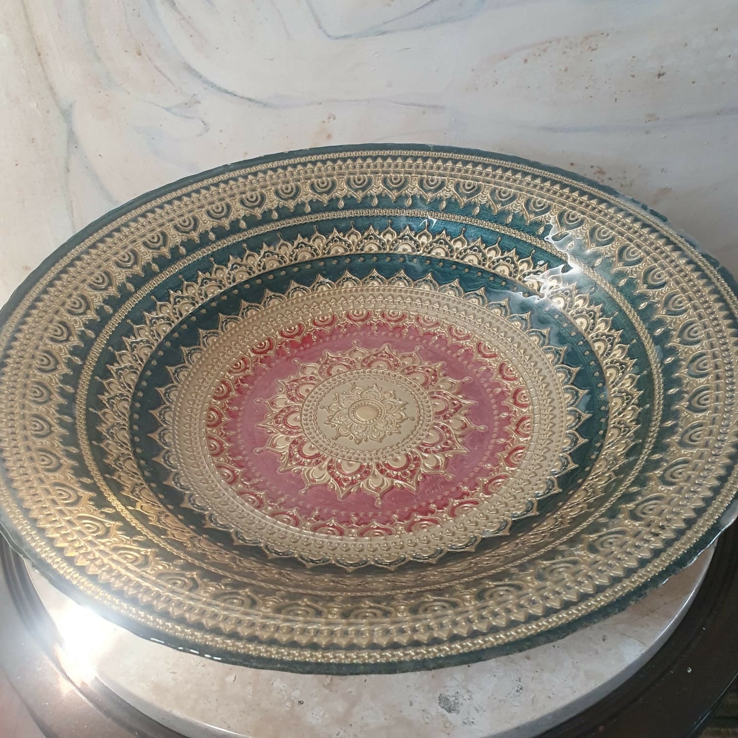 Centro de mesa vintage em vidro camelot, maravilhoso!