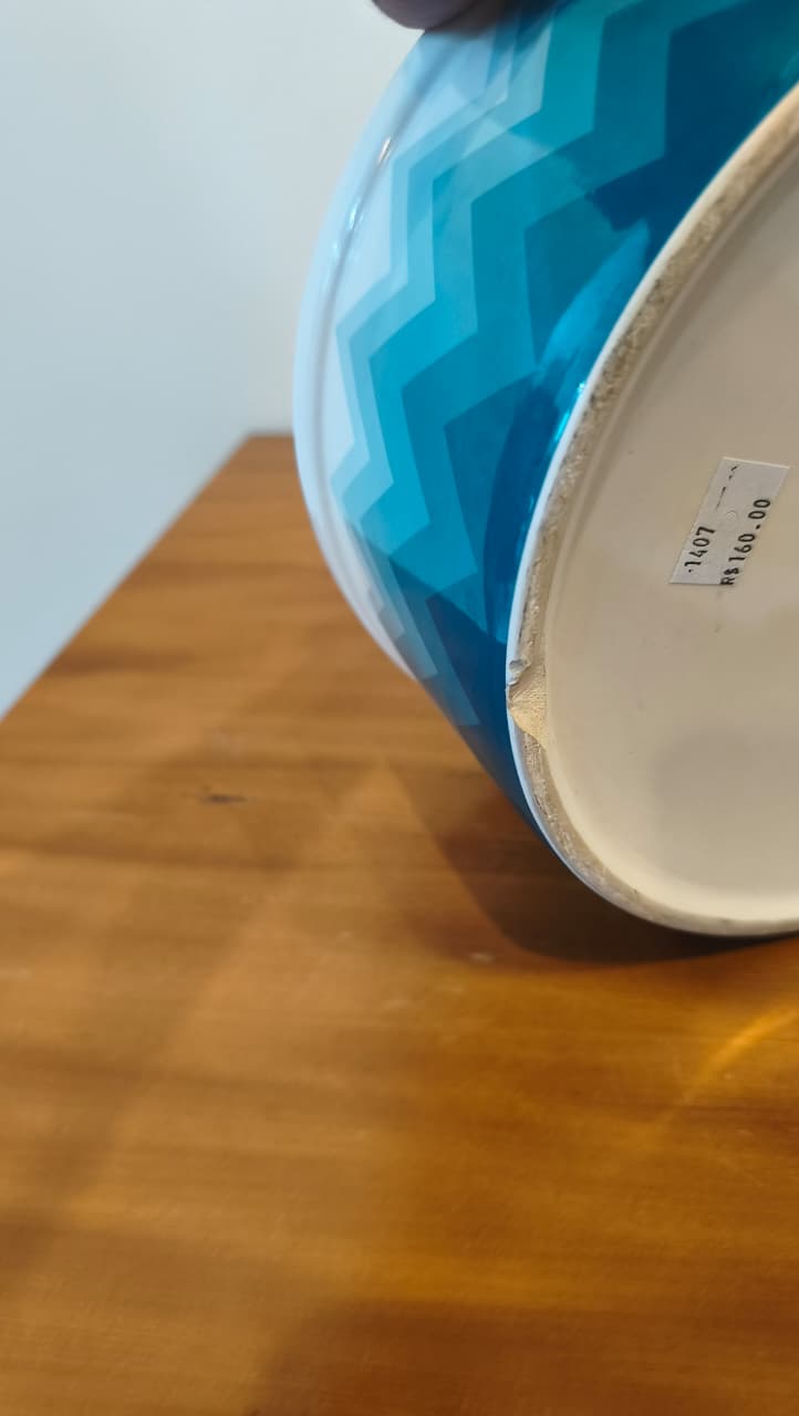 Tigela Decorativa Pet Studio – Estampa Geométrica em degradê Azul | 22,5 Cm