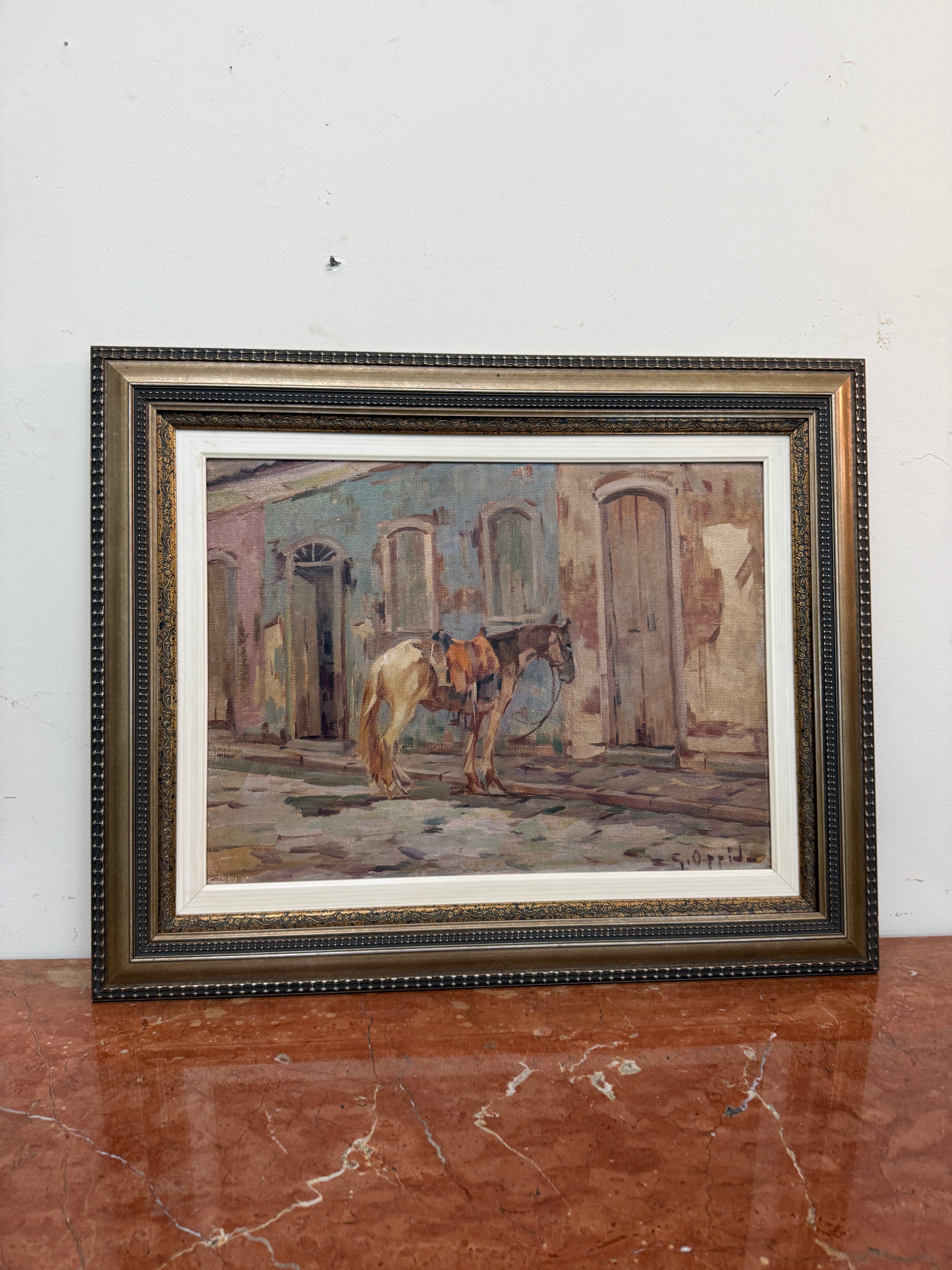 Belíssimo quadro do Giovanni Óppido retratando cavalo (0,71 x 0,58) 