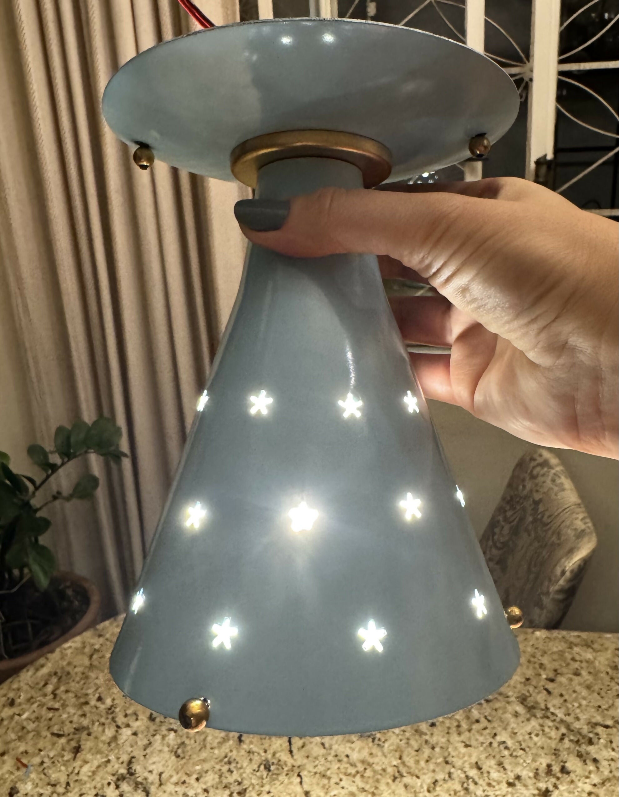 Anos 50 Luminária azul com estrelas