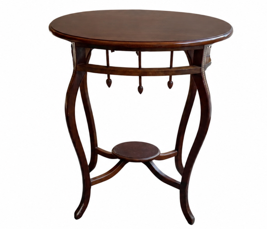 MESA LATERAL OVAL em madeira e marchetaria