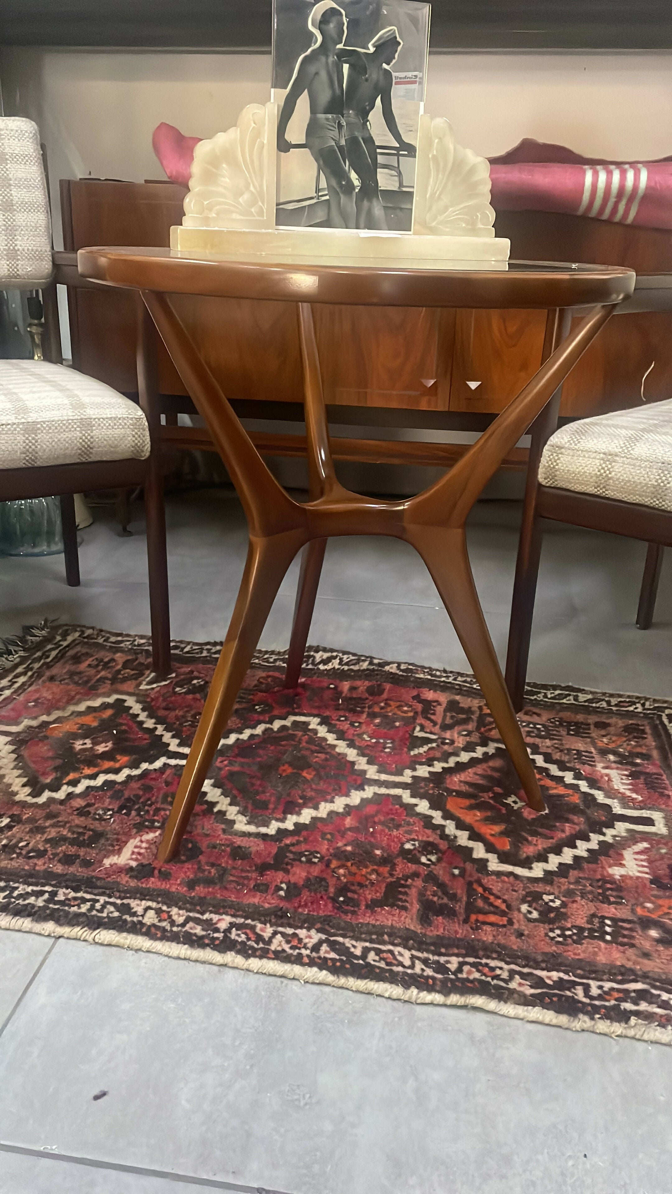 Mesa de Canto Scapinelli – Madeira Freijó e Vidro, Anos 60