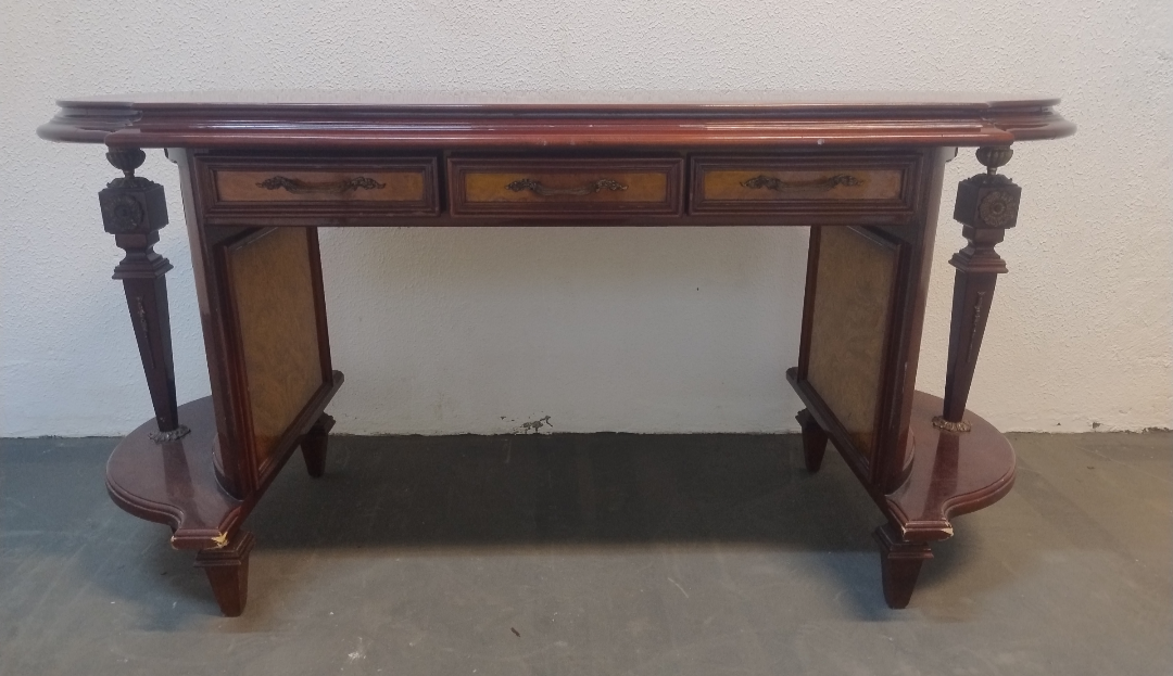 Mesa de Escritório / Escrivaninha em Madeira Maciça torneada 1960