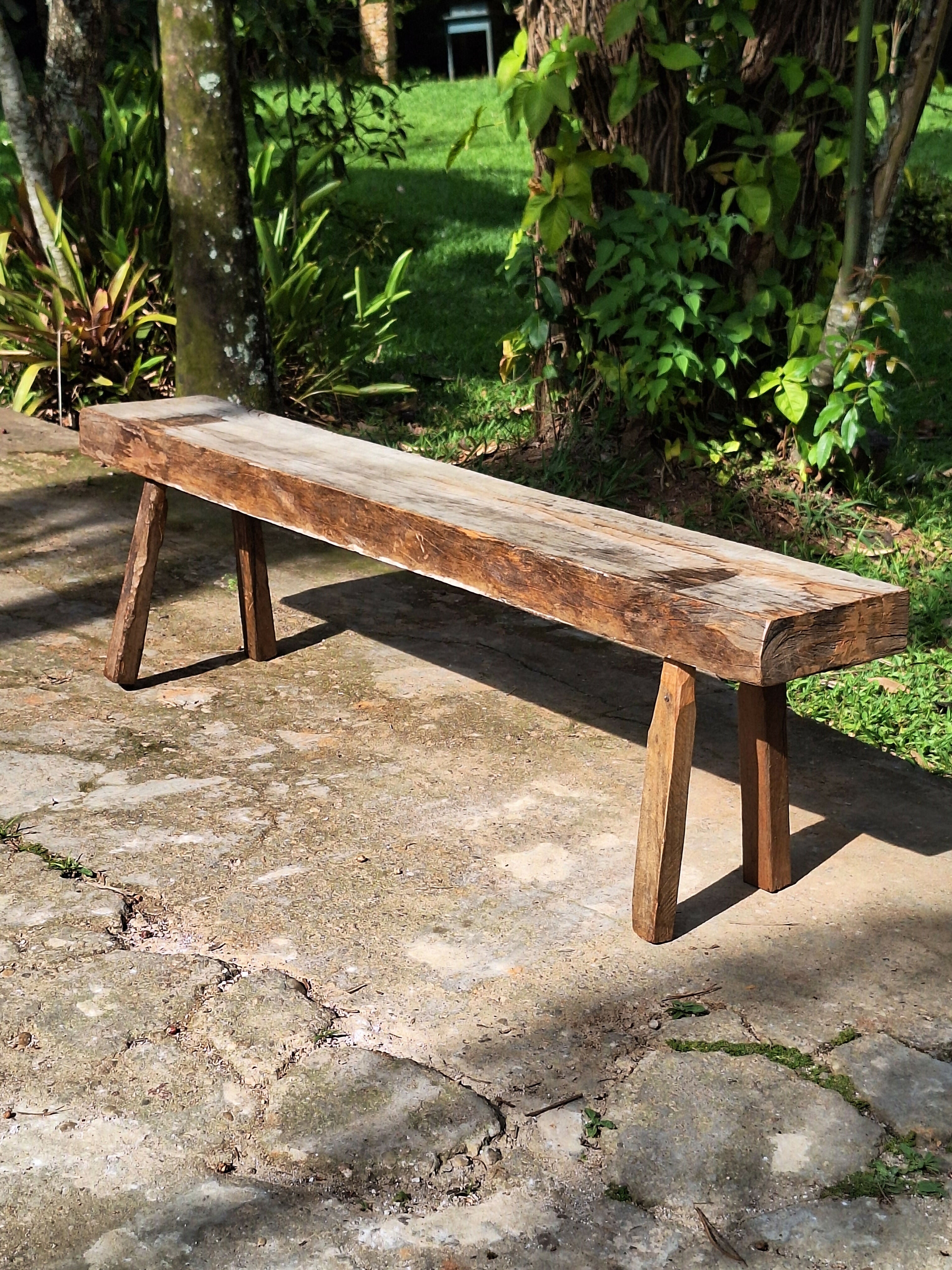 Banco de Dormente Rústico Madeira Maciça Garimpo Mineiro