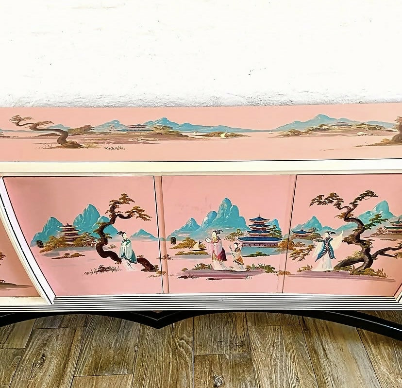 Buffet anos 50 em Chinoiserie Rosa