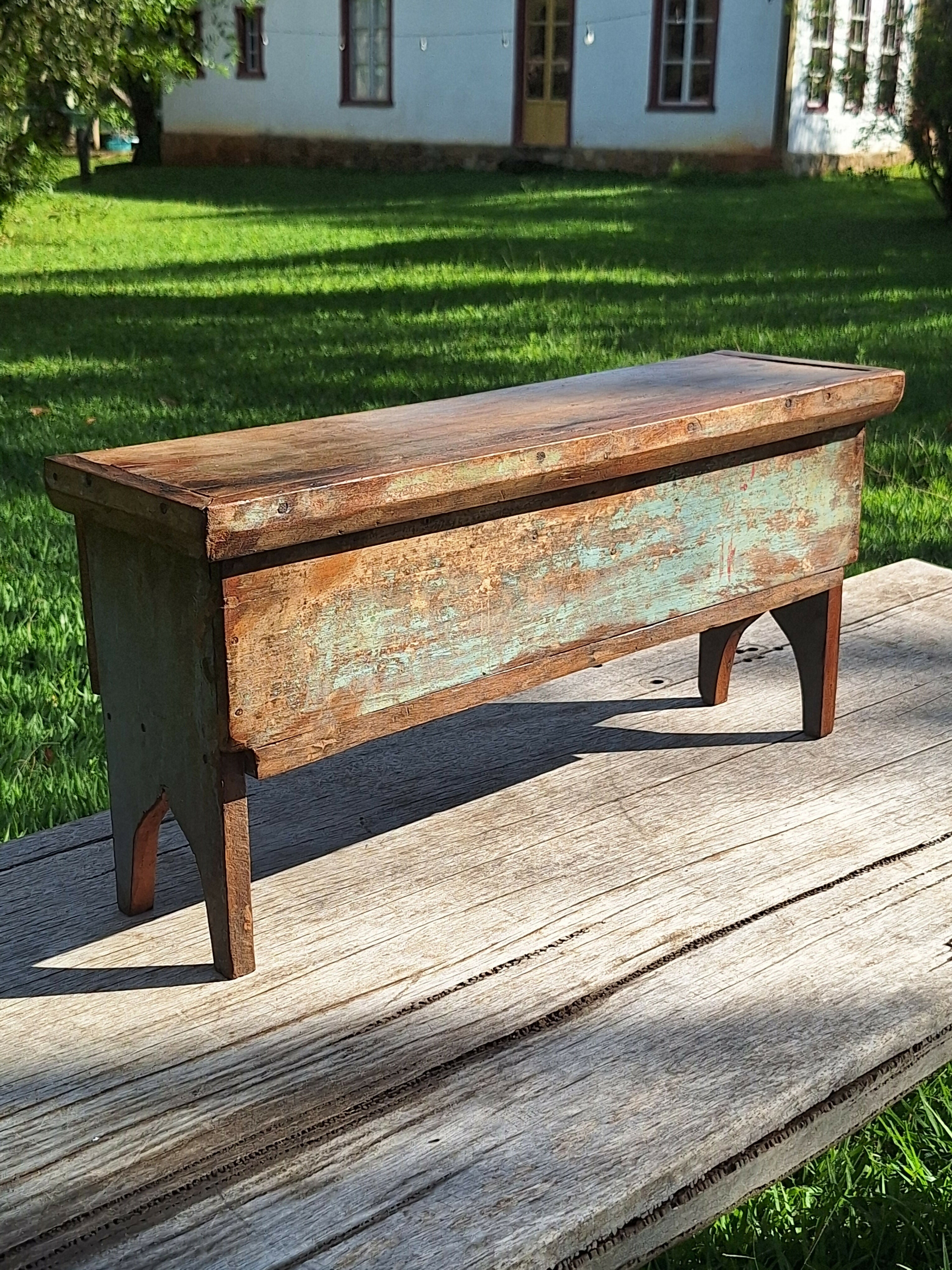 Baú Rústico Tinta Gasta Madeira Maciça Garimpo Mineiro