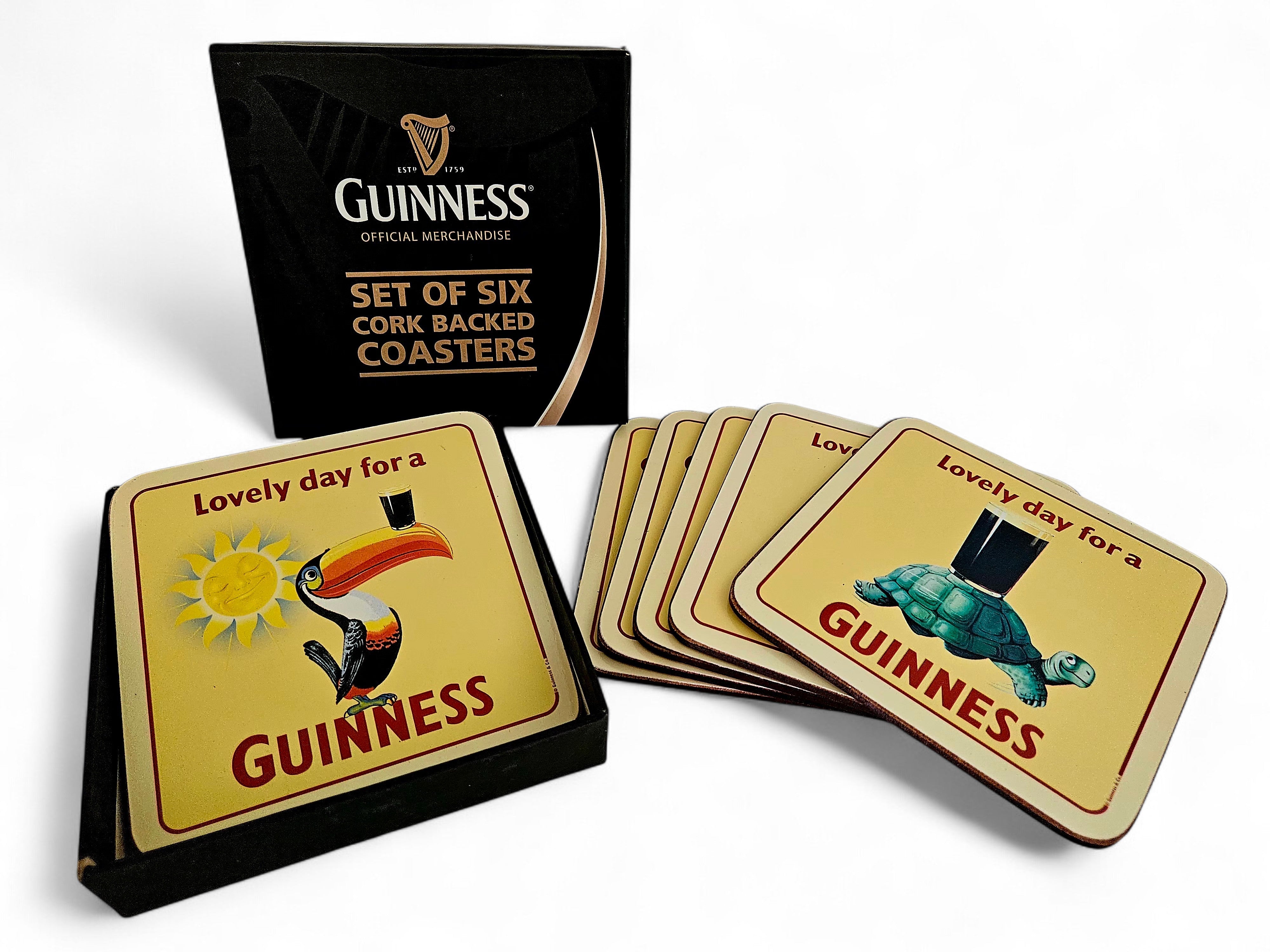  Porta Copos Cortiça Guinness Vintage Oficial -  Jogo com 6 peças