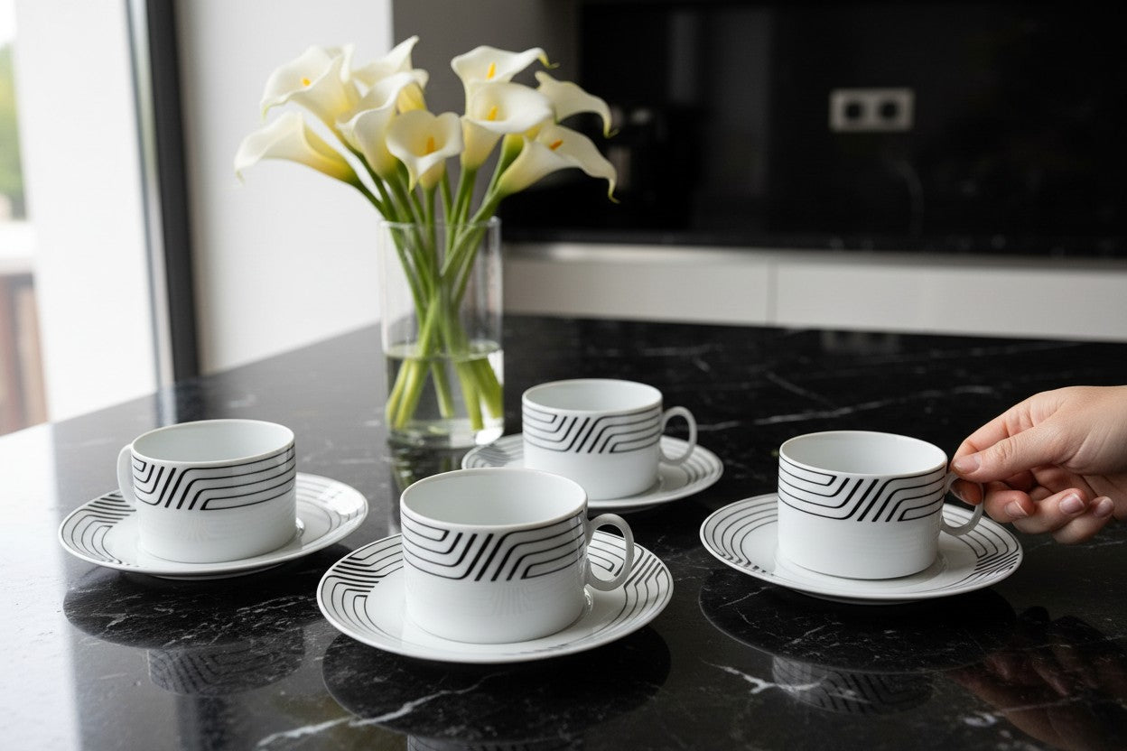 Xícaras de Chá - Porcelana Renner (Modelo Médaillon) - lote com 4 peças