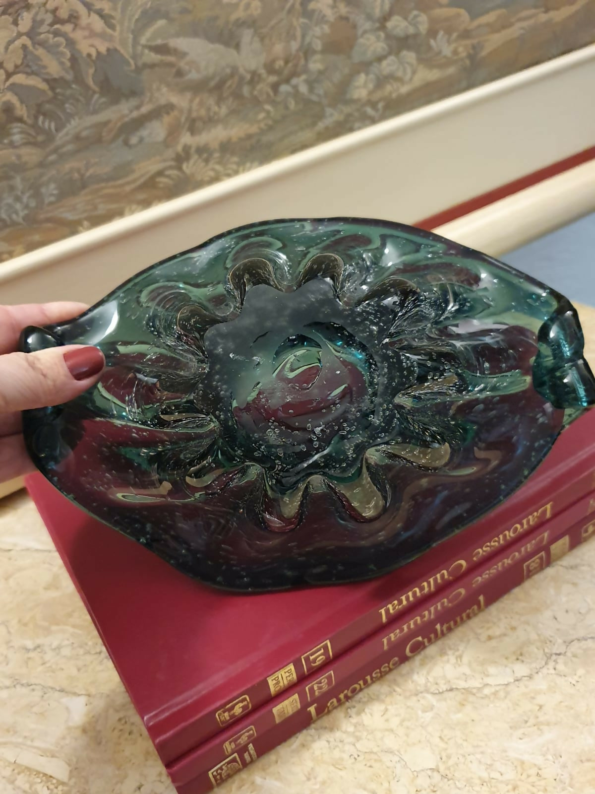 Maravilhoso centro de mesa / fruteira / floreira em vidro de Murano verde. Perfeito estado!