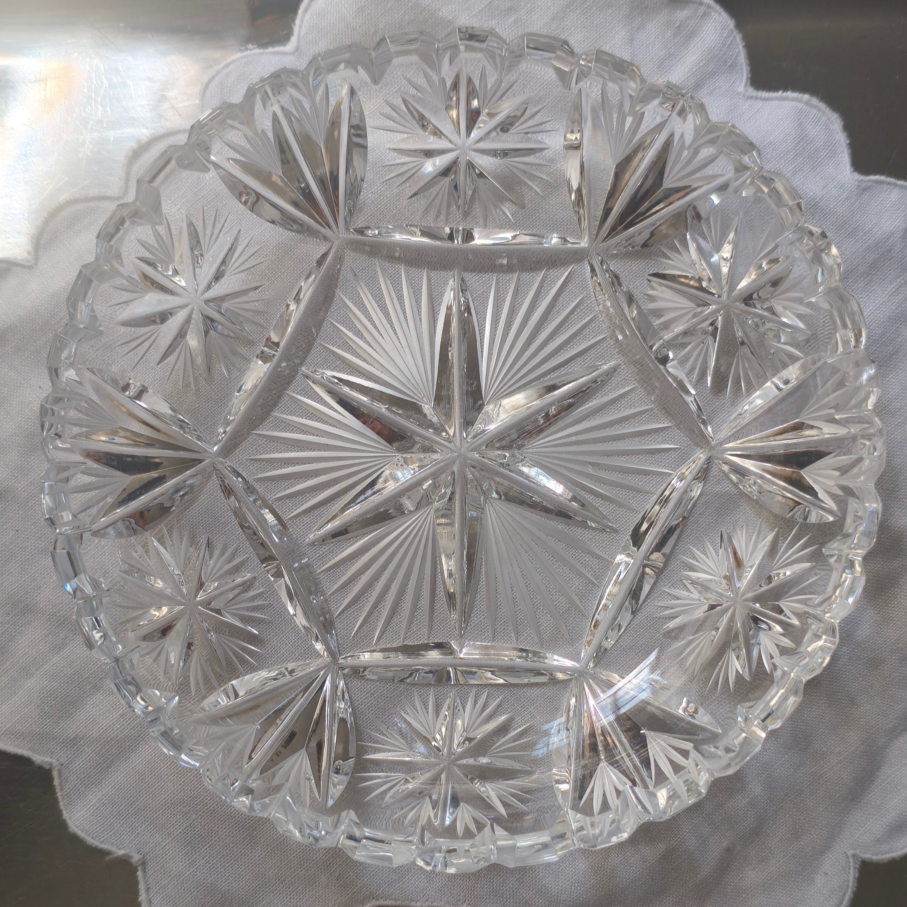 Conjunto 6 pratinhos em cristal lapidado