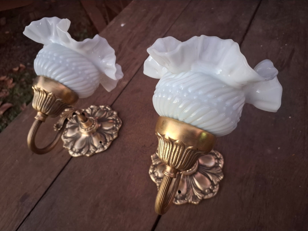 Conjunto de Lustre e Arandelas com Cúpulas Floral