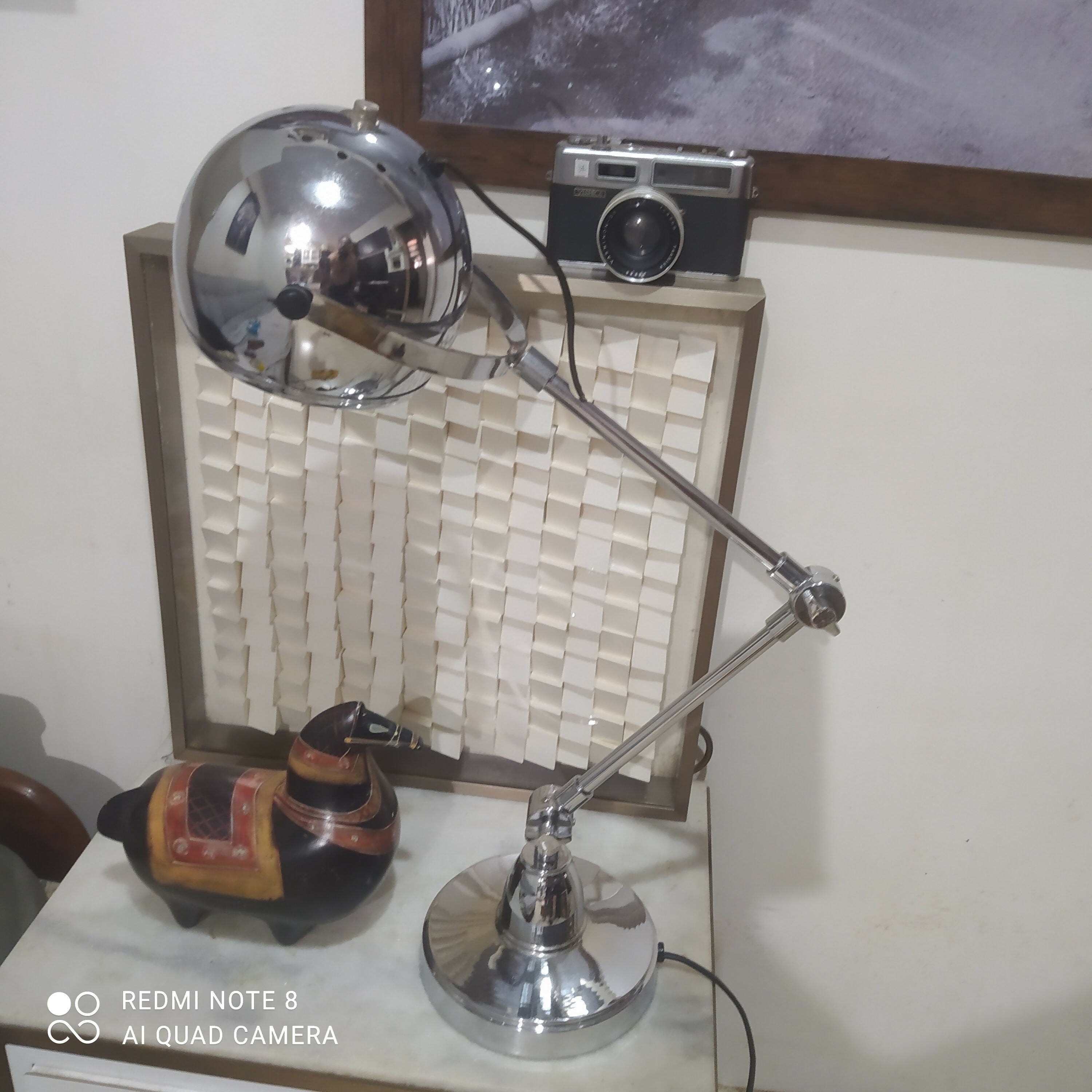 Luminária antiga cromada