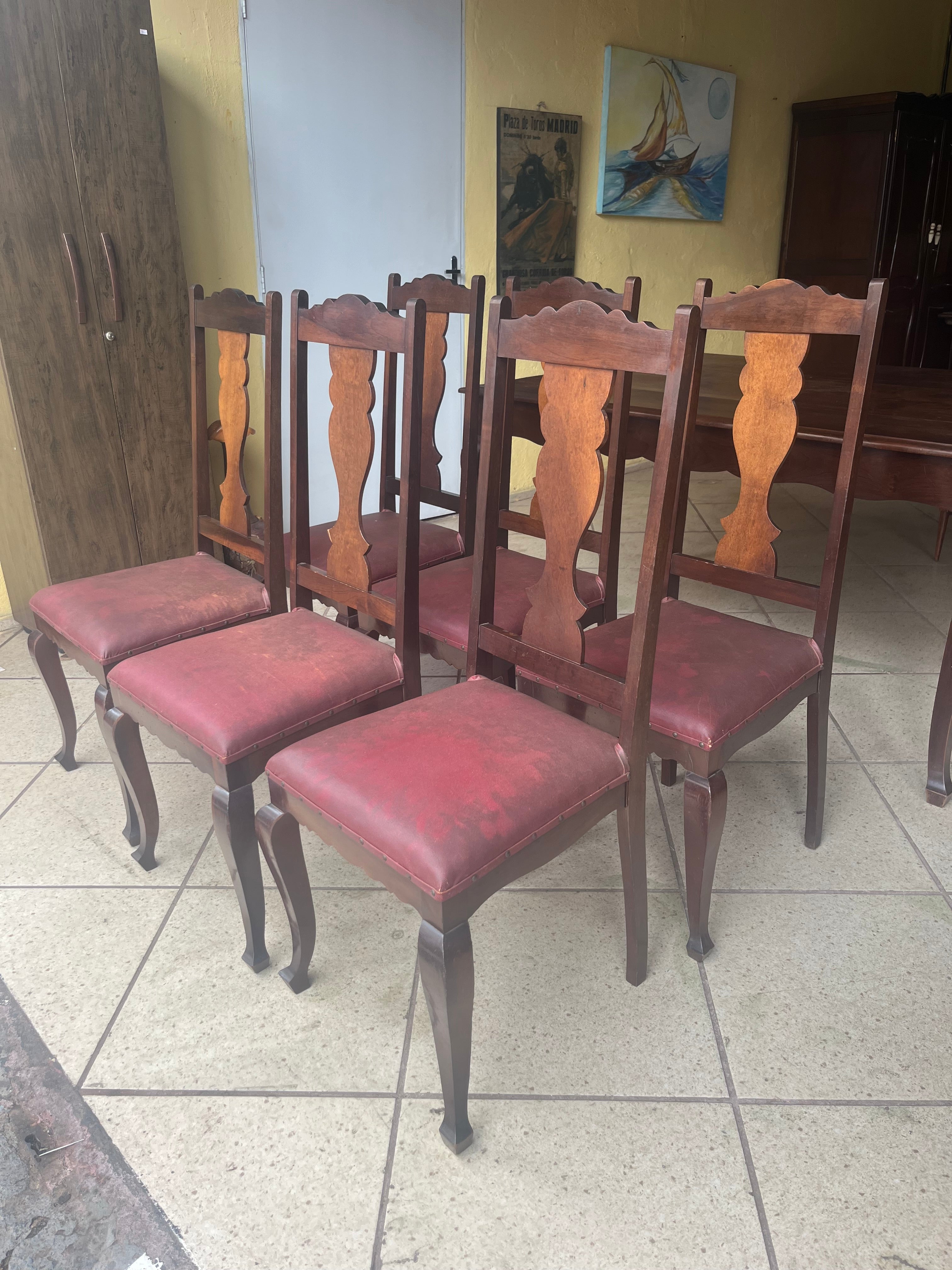 BELÍSSIMO CONJUNTO DE 6 CADEIRAS ANTIGAS LUÍS XV