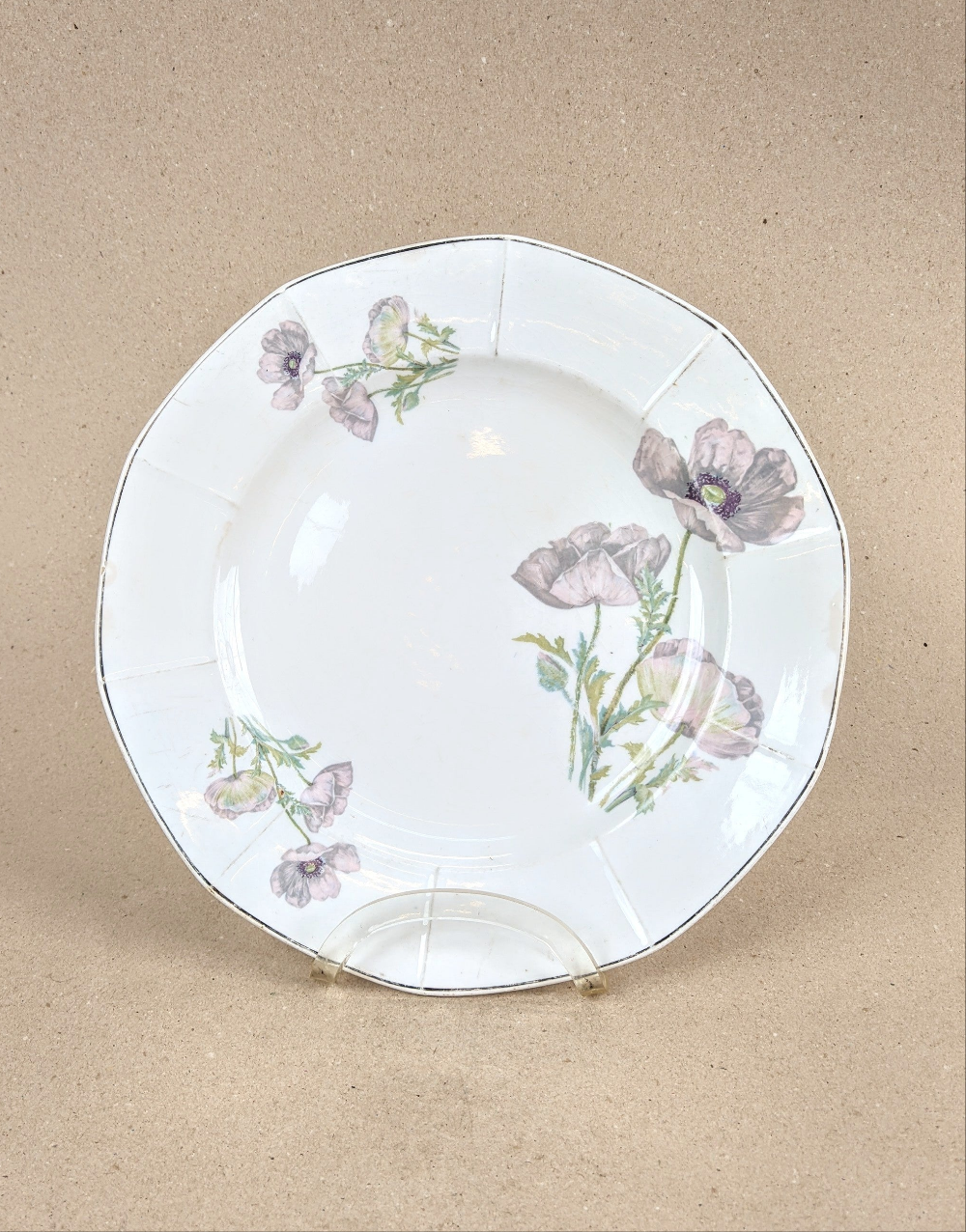 Prato de jantar em porcelana européia com estampa floral (D- 30cm)